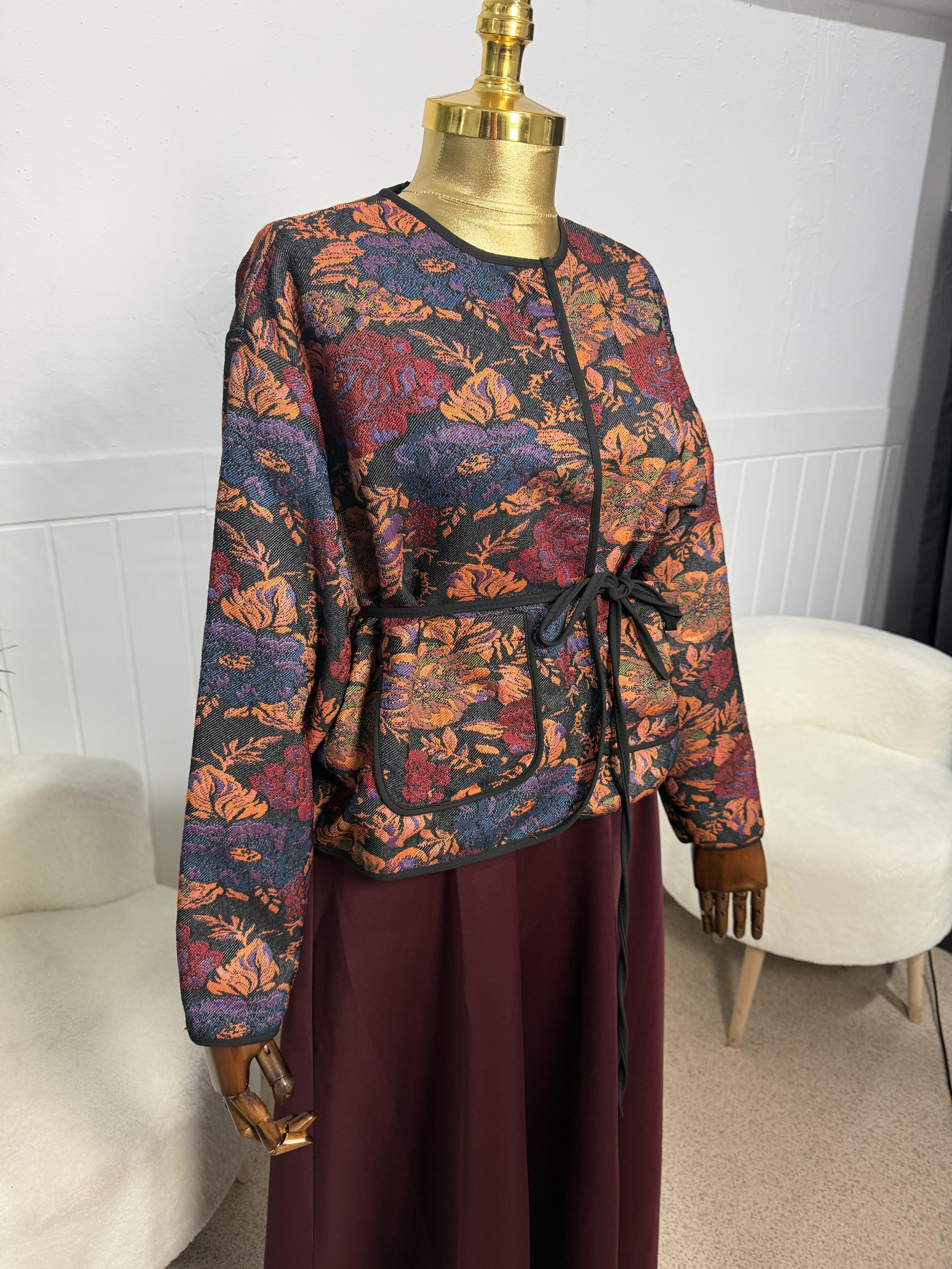 Borde Desenli Jakarlı Ceket