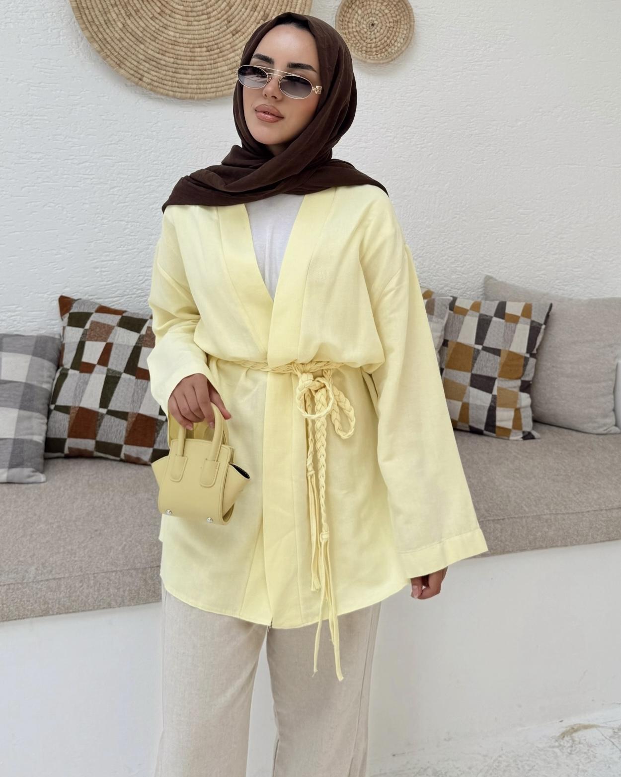 Keten Kimona - Sarı