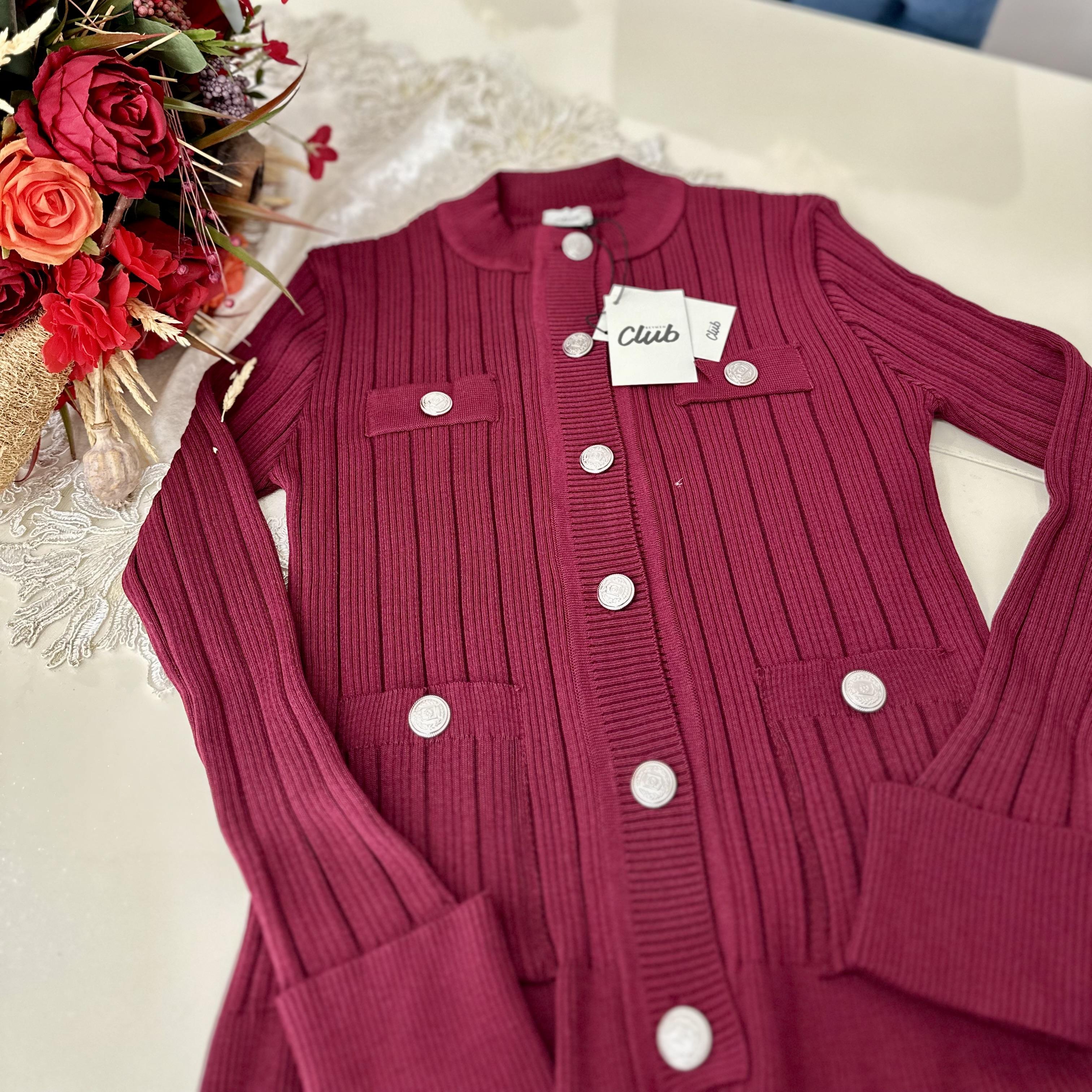 Merserize Premium Hırka - Bordo