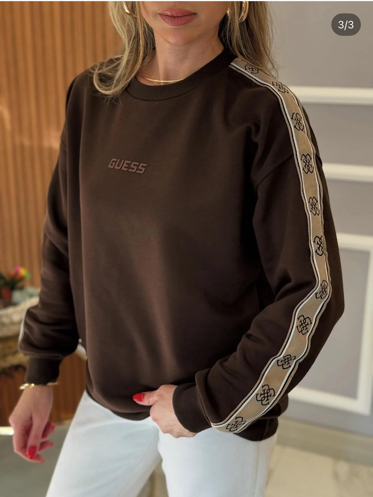 Şeritli  Sweat - Kahve