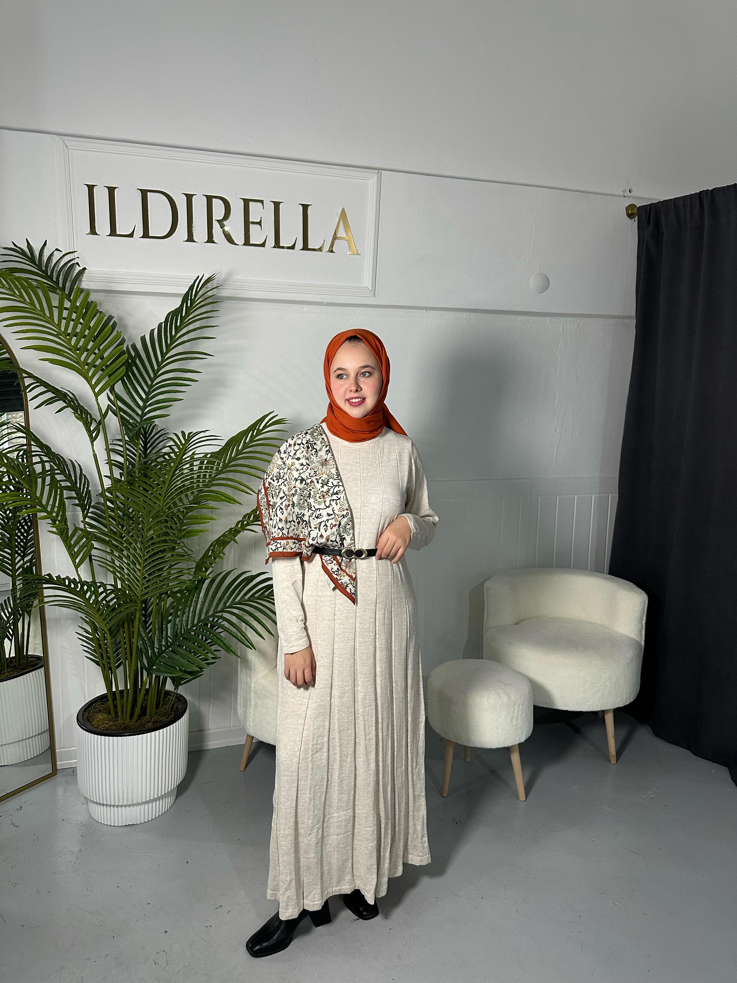 Verda Triko Elbise - Bej