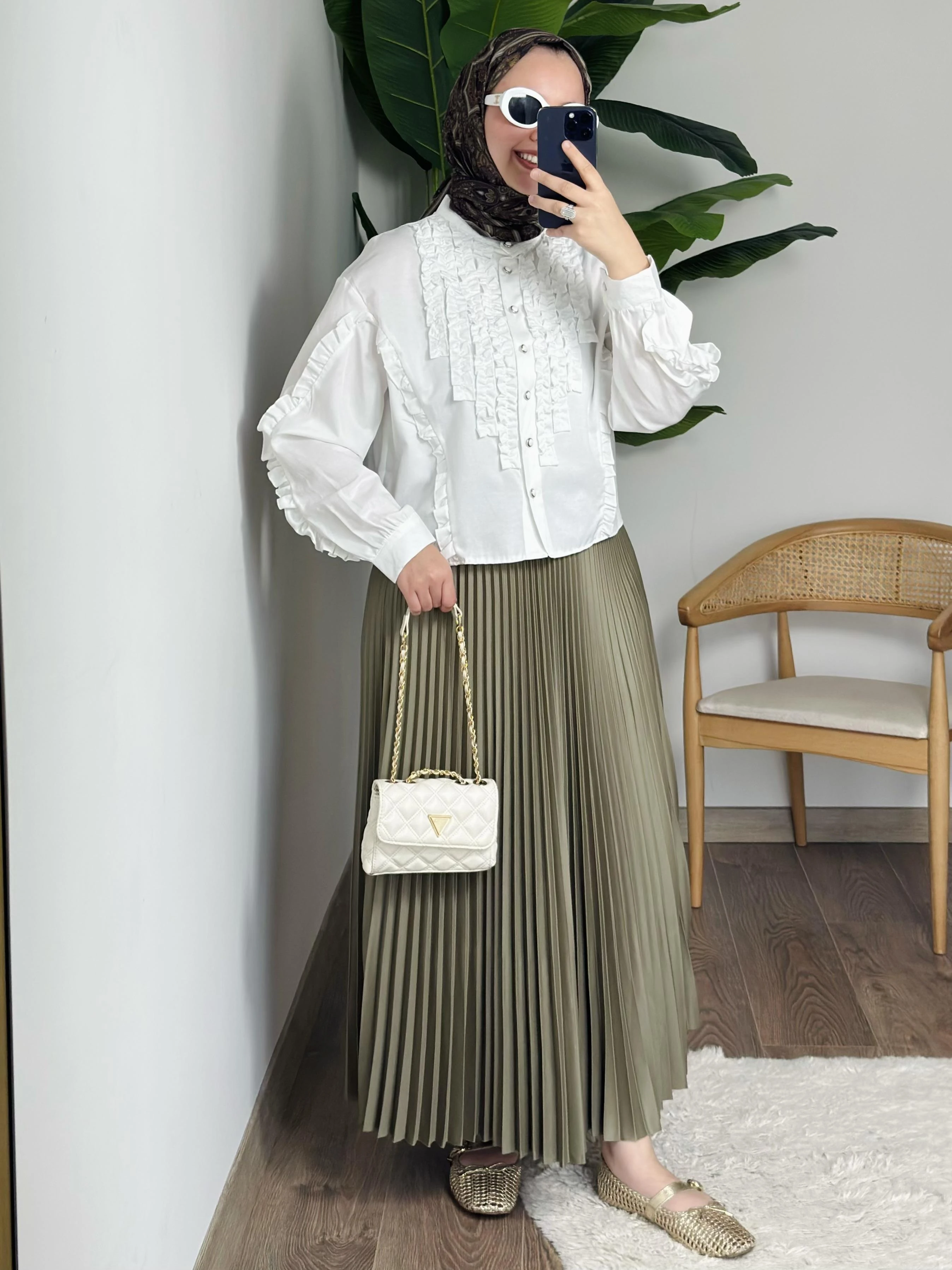 Henza Marka KÜF YEŞİLİ Piliseli Etek