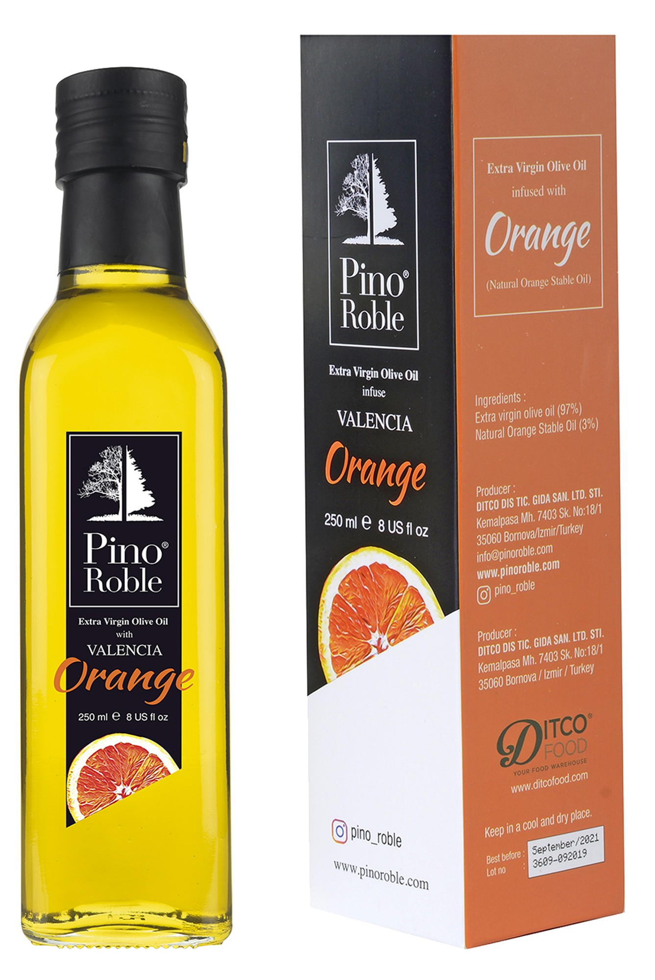 PinoRoble Turunç Lezzetleri Valensiya Portakalı Esansiyel Yağlı Soğuk Sıkım Sızma Zeytinyağı 250 ml