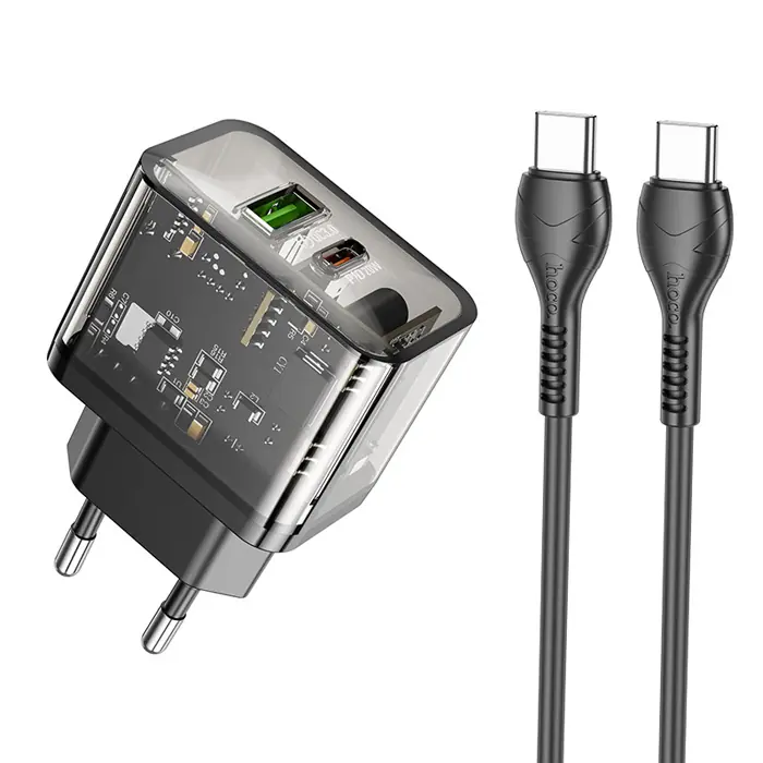 N34 HOCO N34 PD20W USB+Type-C + Type-C Kablo Hizli Sarj Adaptör Seti ...