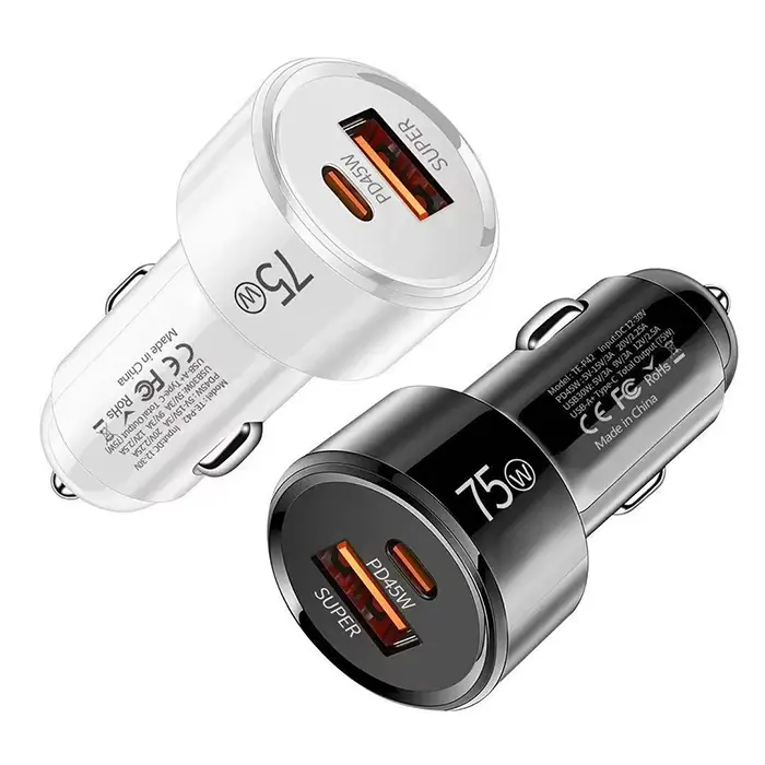 ALLYALLY TurboCharge 75W Araç Şarj Cihazı – Çift Port (USB-C + USB-A