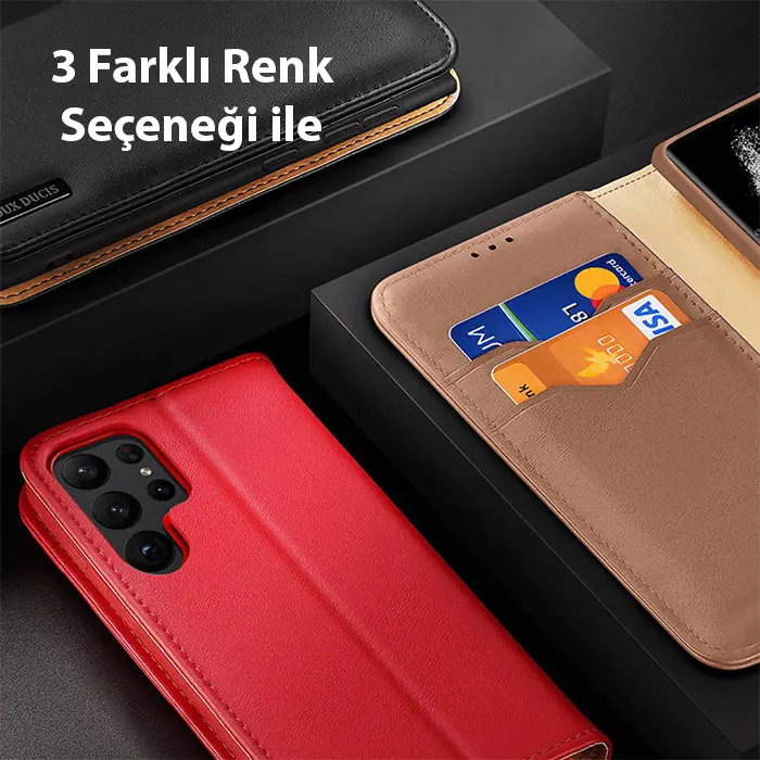 Dux Ducis SM Galaxy S23 Ultra Kilif Miknatisli Cüzdanli Deri Kilif