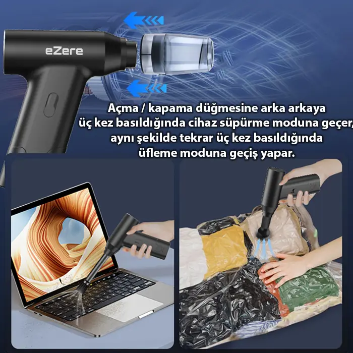 EzereEZERE J02 Çift fonksiyonlu mini Araç süpürgesi & Turbo Fan