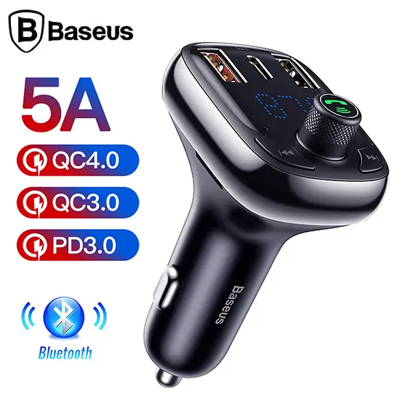 Baseus T typed S-13 Bluetooth FM Transmitter 36W QC Dual USB