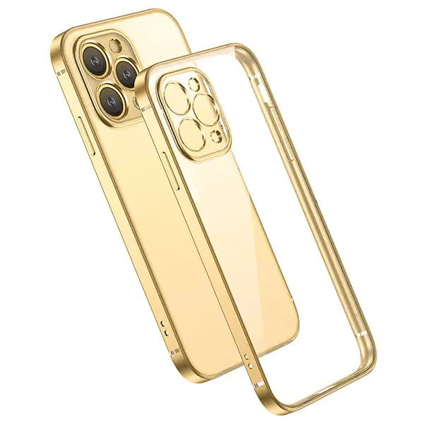 iPhone 13 Pro Max Renkli Kenar Seffaf Kilif Kamera Korumali