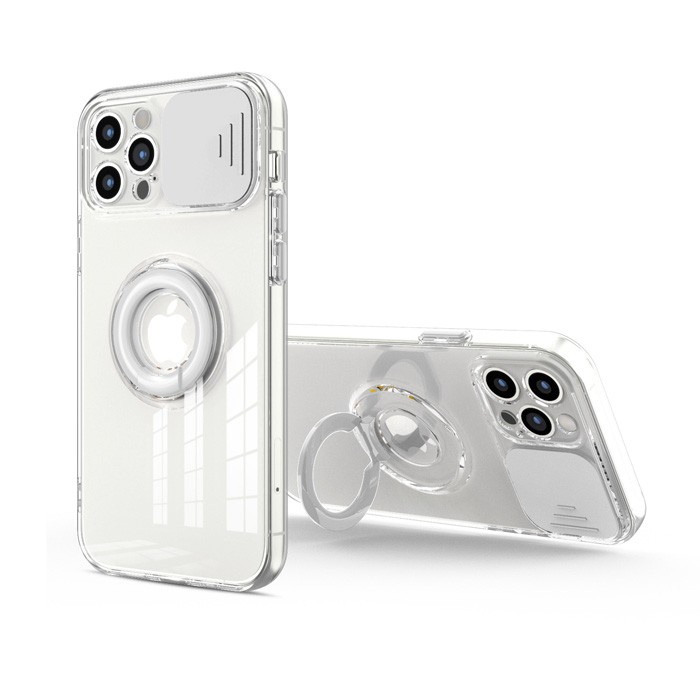 Ally iPhone 13 Pro 6.1inç Kilif Sürgülü Kamera Lens Korumali Yüzük Standli Silikon Kilif | Akıllı Phone