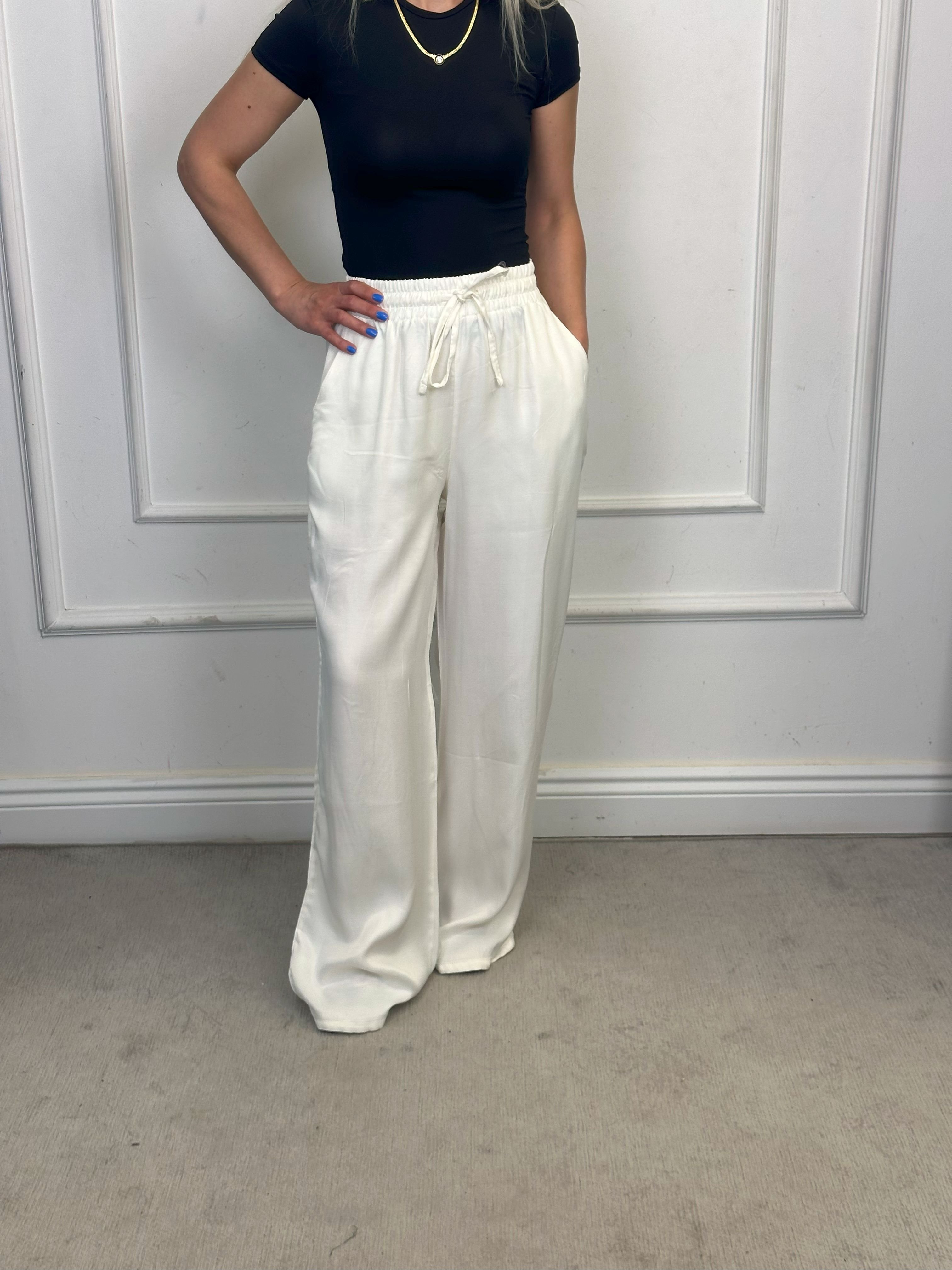 Zara Parlak Beli Lastikli Saten Palazzo Pantolon