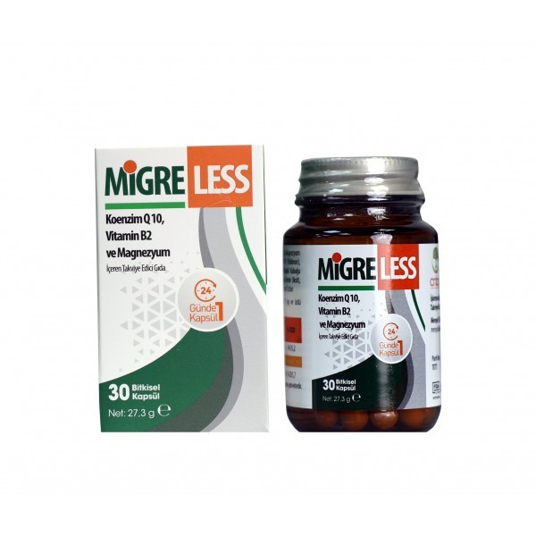 Migreless Koenzim Q10, Vitamin B2 ve Magnezyum Takviyesi – 30 Bitkisel Kapsül