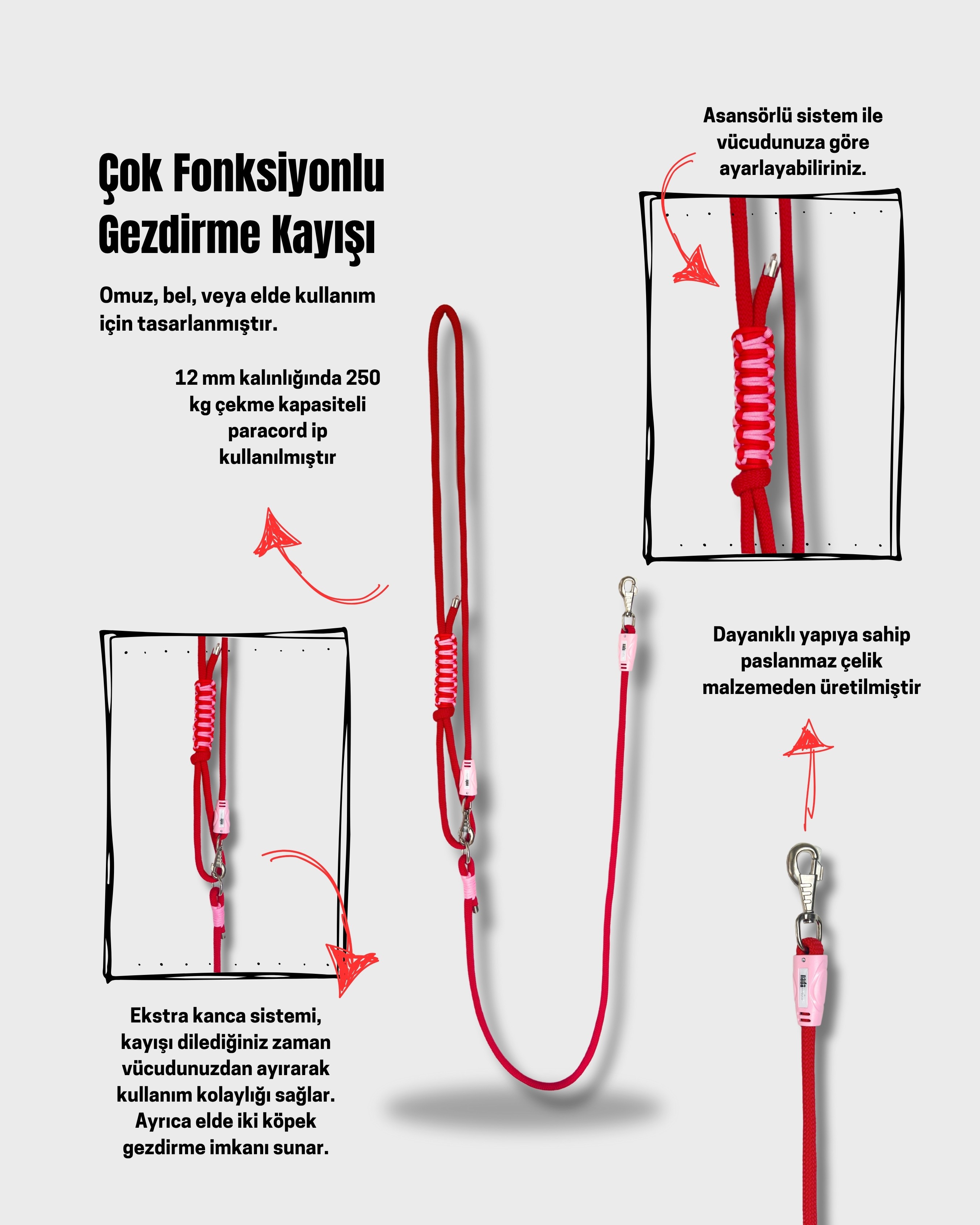 Cherry Çok Fonksiyonlu Gezdirme Kayışı