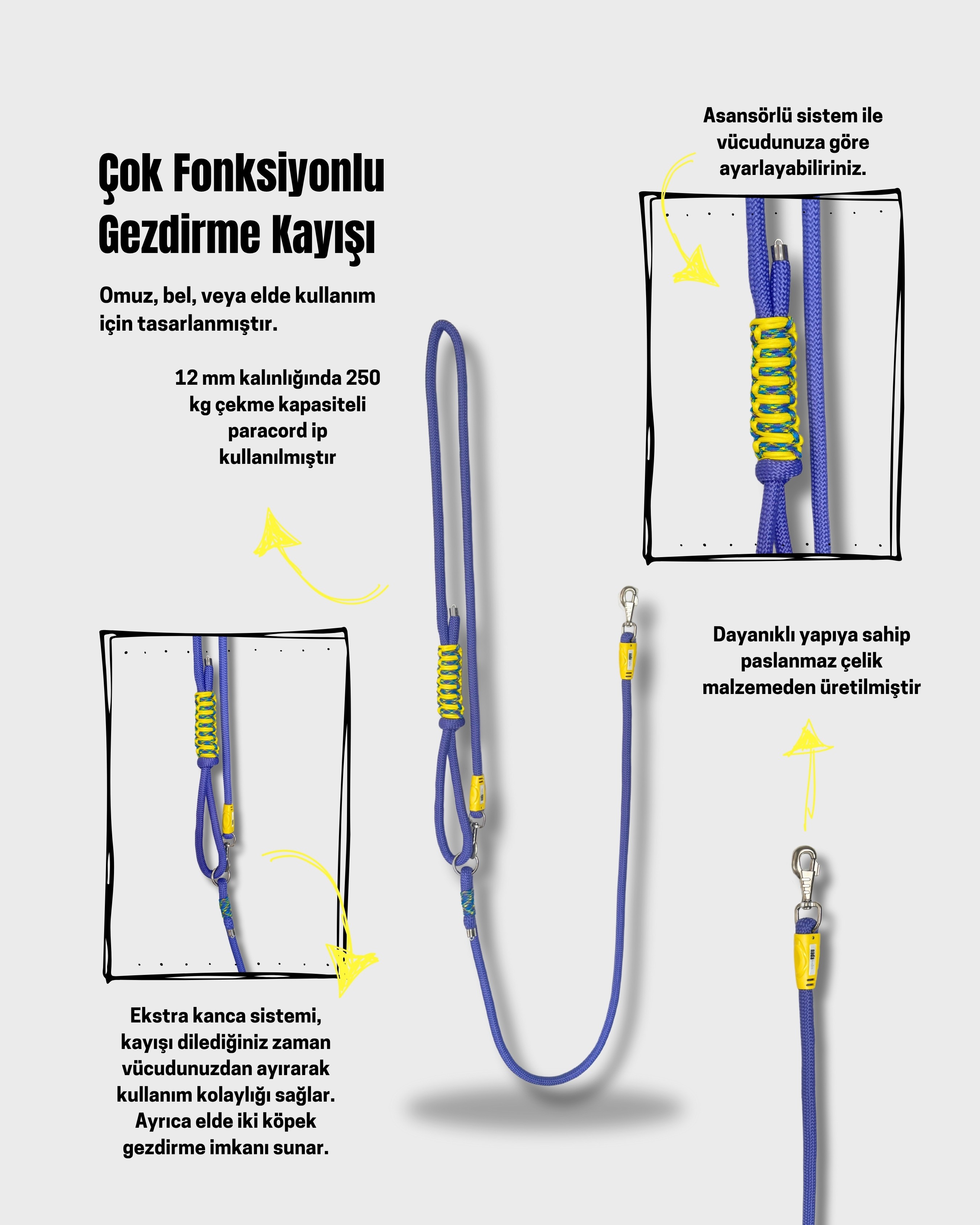Lymora Çok Fonksiyonlu Gezdirme Kayışı