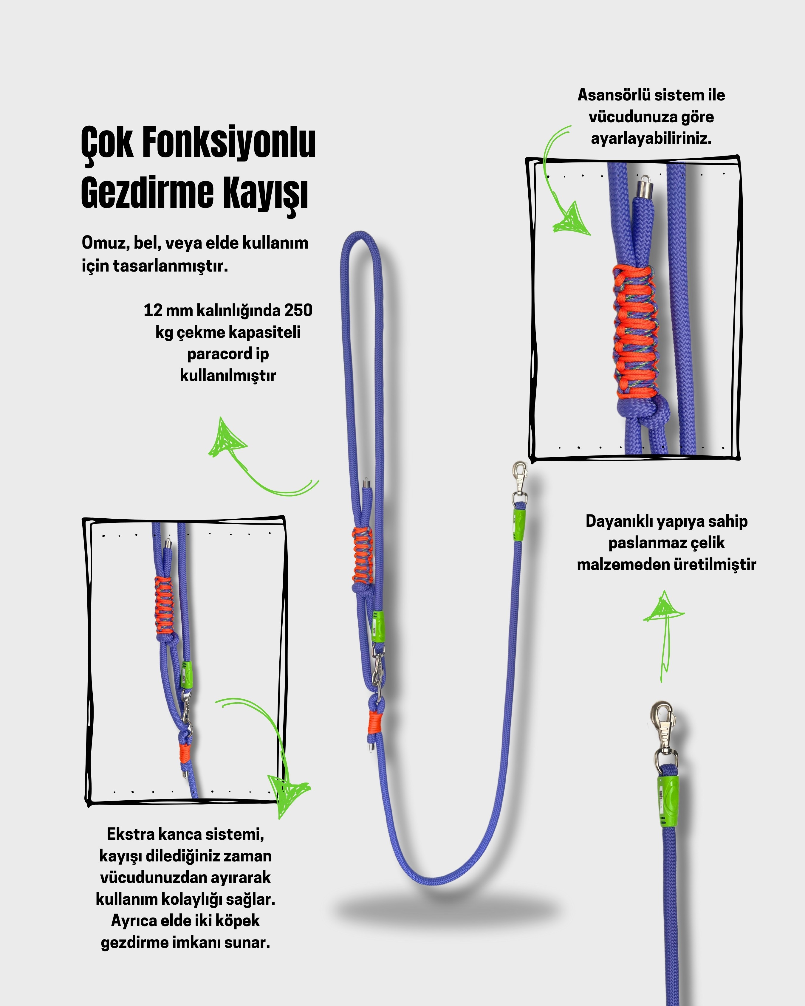 Zesty Çok Fonksiyonlu Gezdirme Kayışı