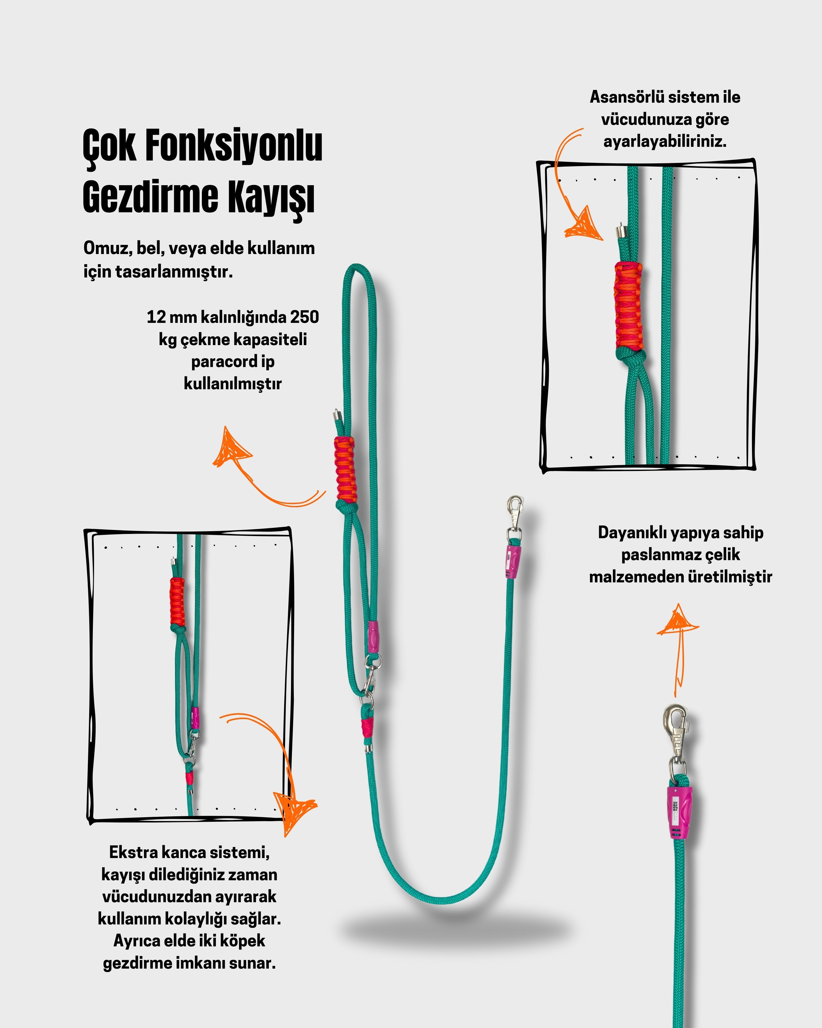 Juno Çok Fonksiyonlu Gezdirme Kayışı