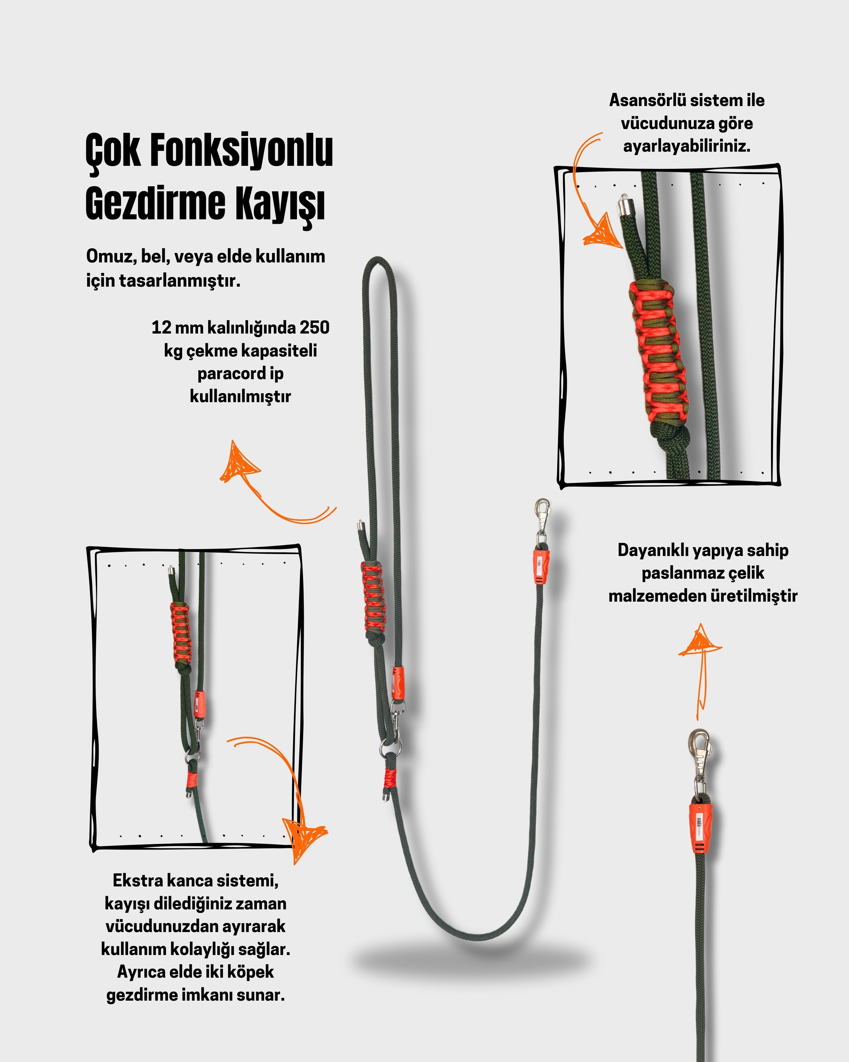 Soldie Çok Fonksiyonlu Gezdirme Kayışı