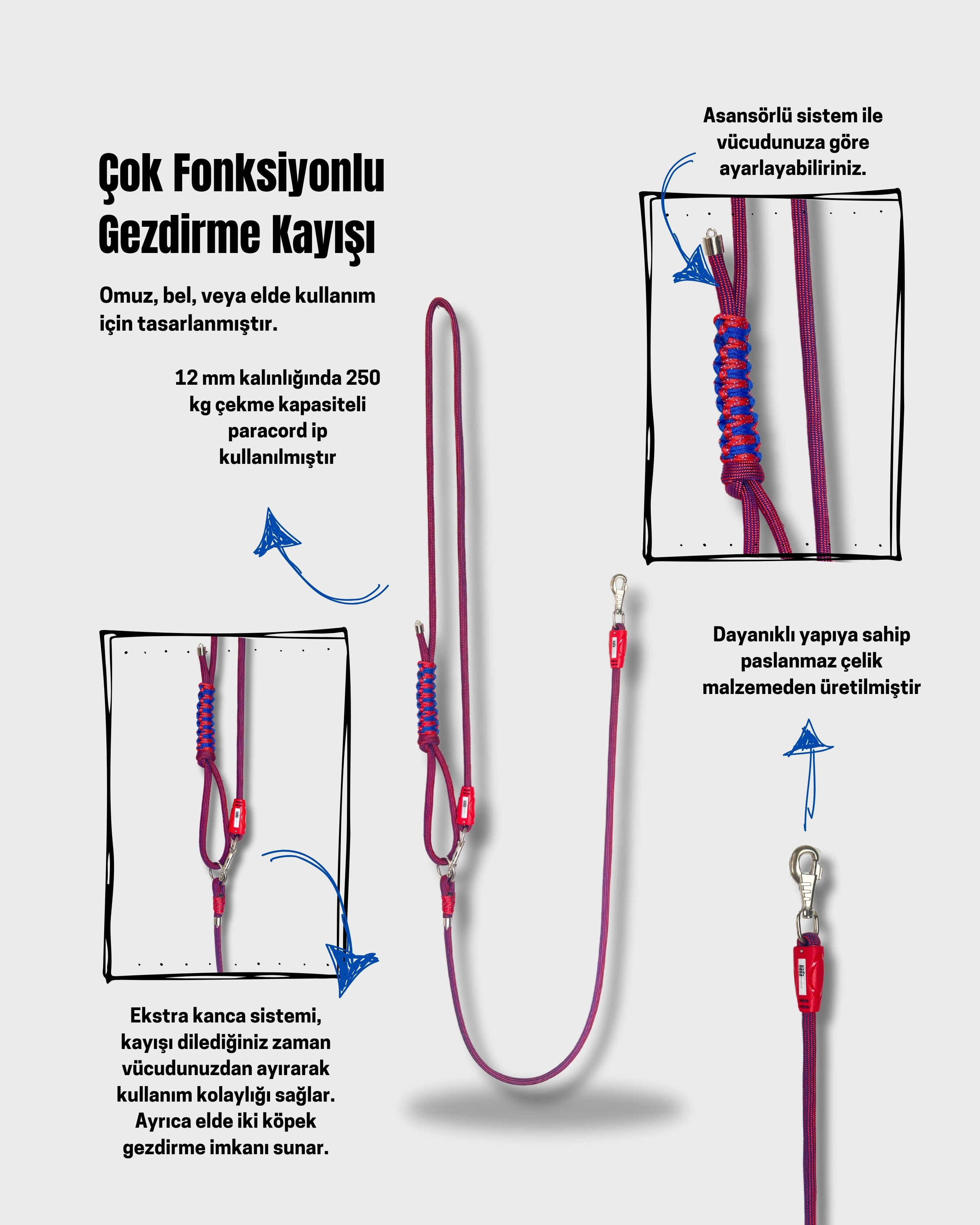 Elvis Çok Fonksiyonlu Gezdirme Kayışı