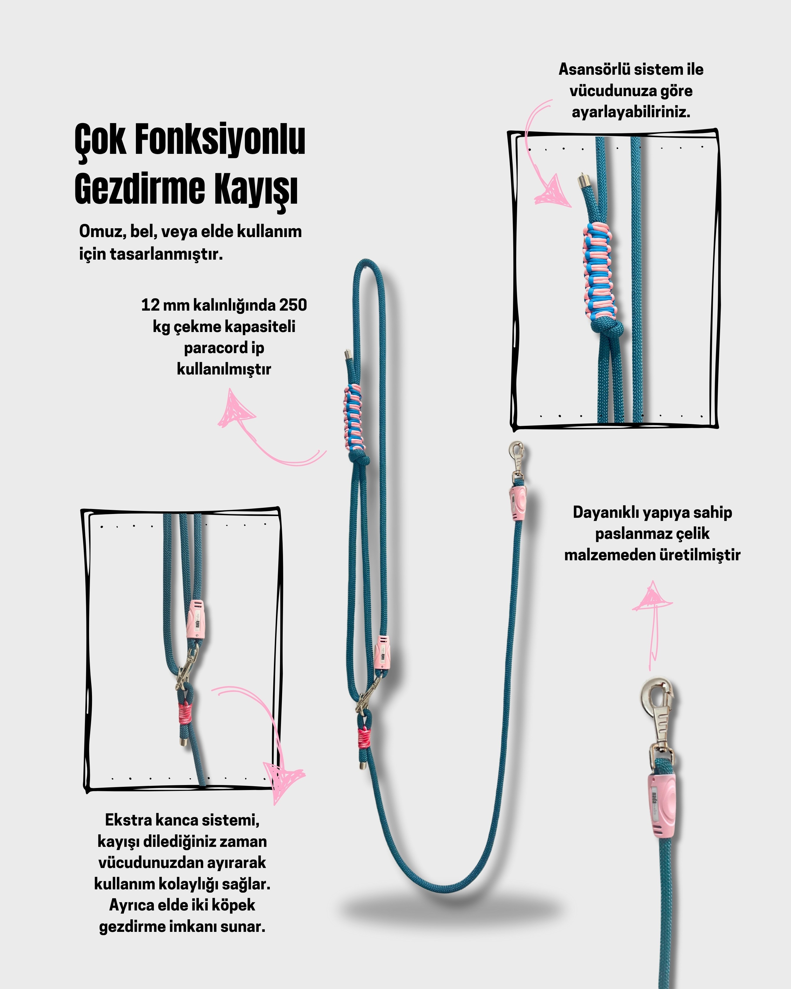 Candy Çok Fonksiyonlu Gezdirme Kayışı