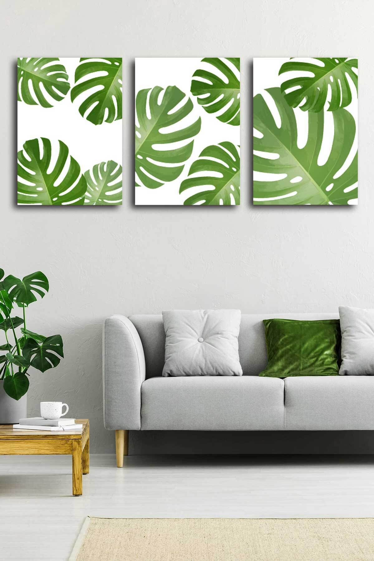 Tropikal Soyut Modern Minimal Kanvas Tablosu 3'lü Canvas Tablo Seti Ev, Oturma Odası Yatak Odası