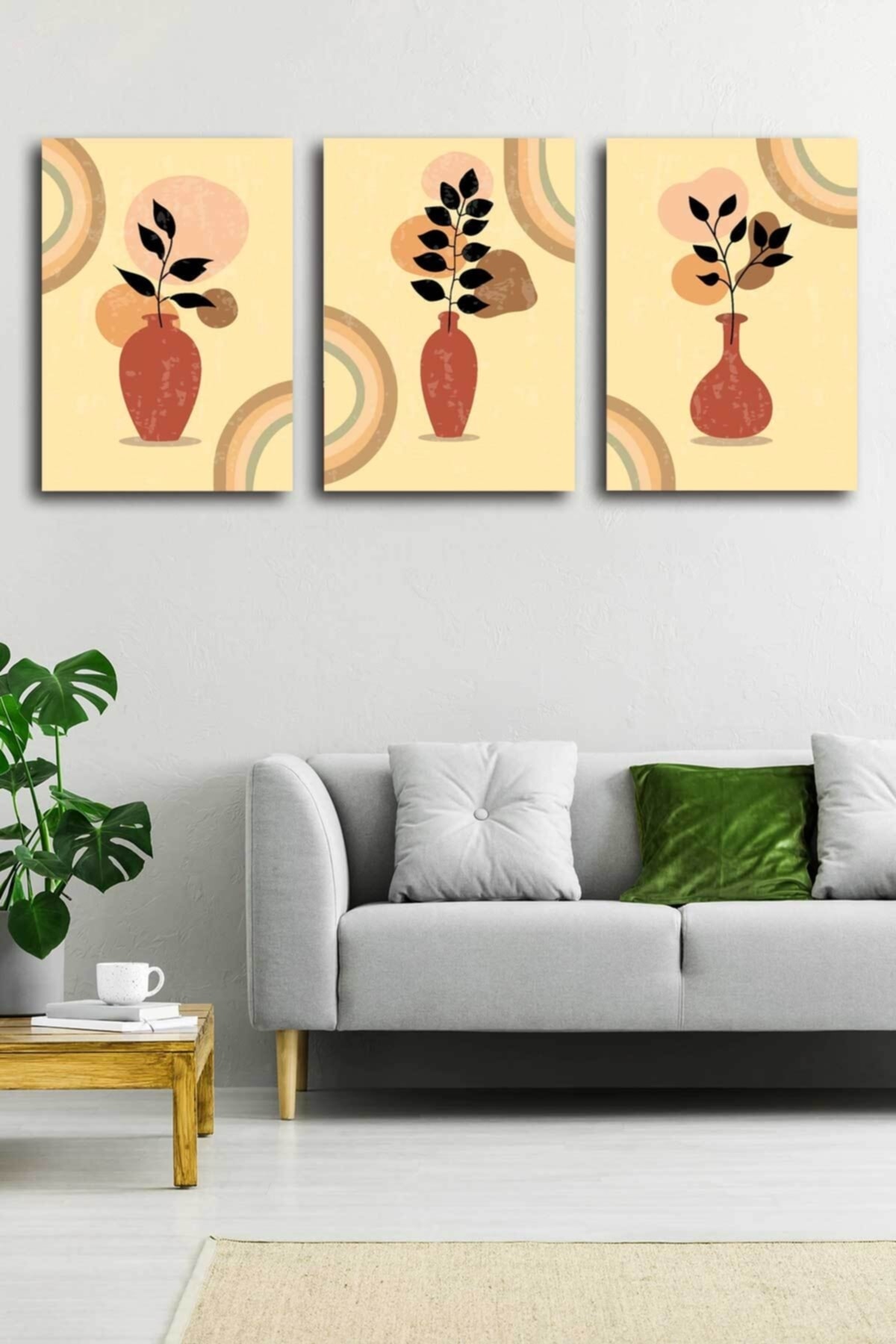 Soyut Modern Minimal Kanvas Tablosu 3'lü Canvas Tablo Seti Ev, Oturma Odası Yatak Odası