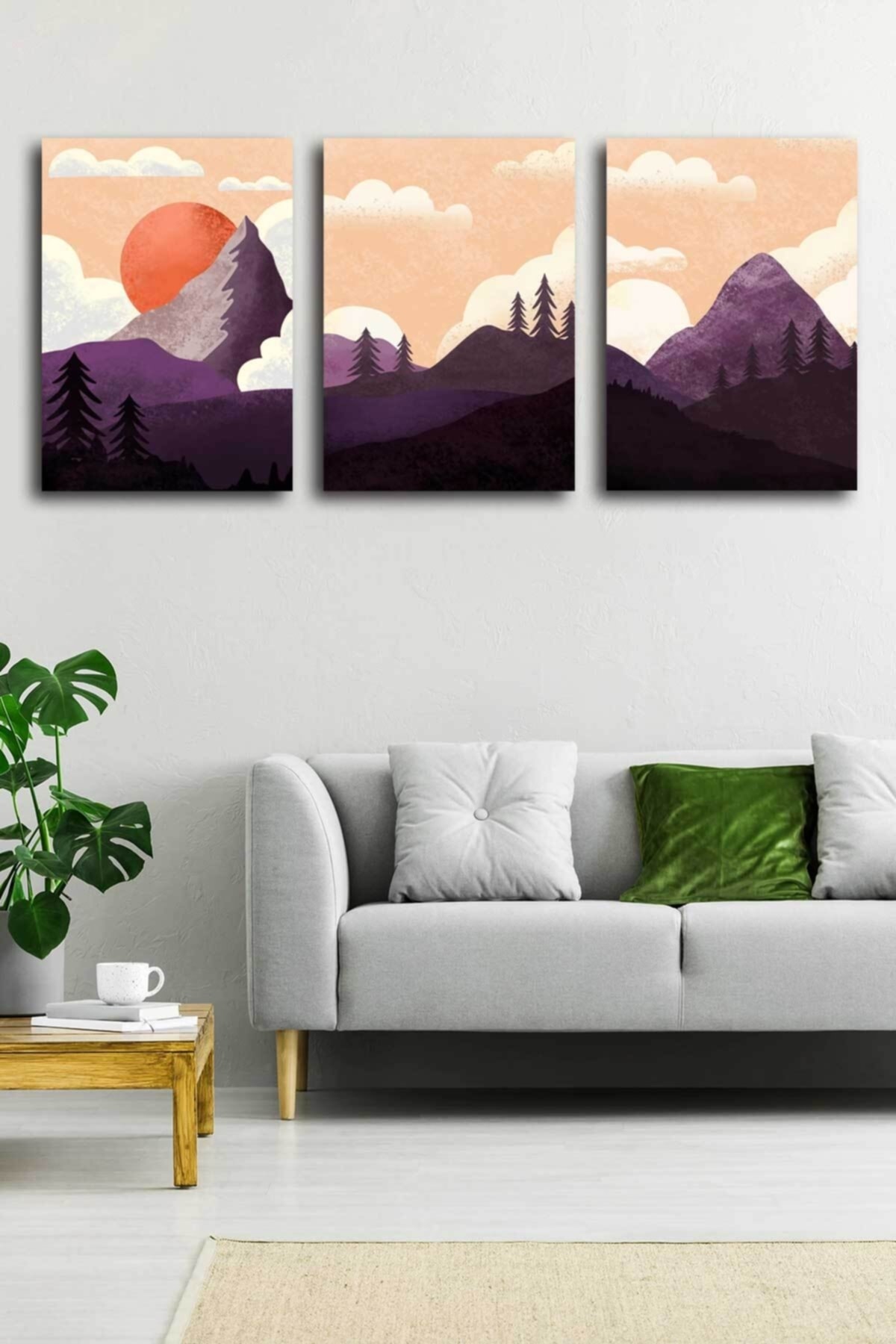 Soyut Modern Minimal Kanvas Tablosu 3'lü Canvas Tablo Seti Ev, Oturma Odası Yatak Odası