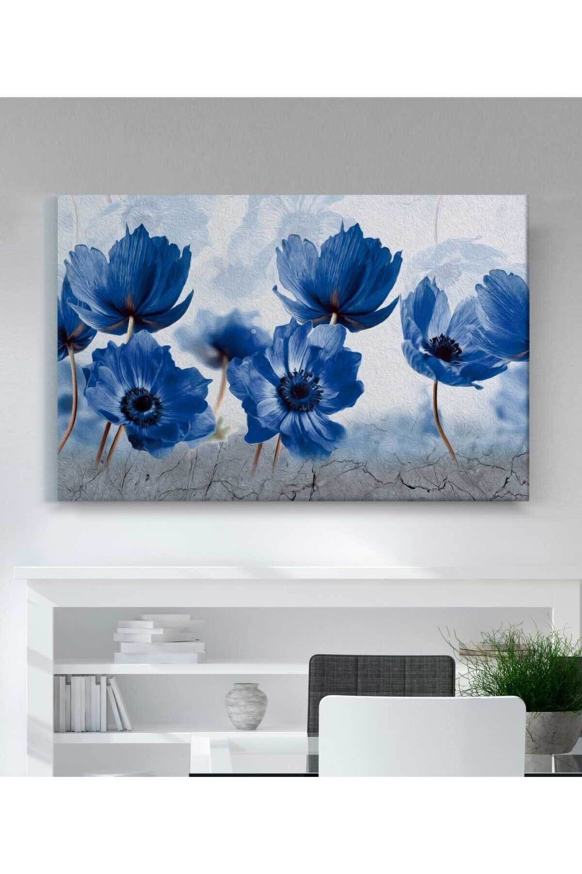 Fleurs Bleues Mor Çiçekli Kanvas Tablo