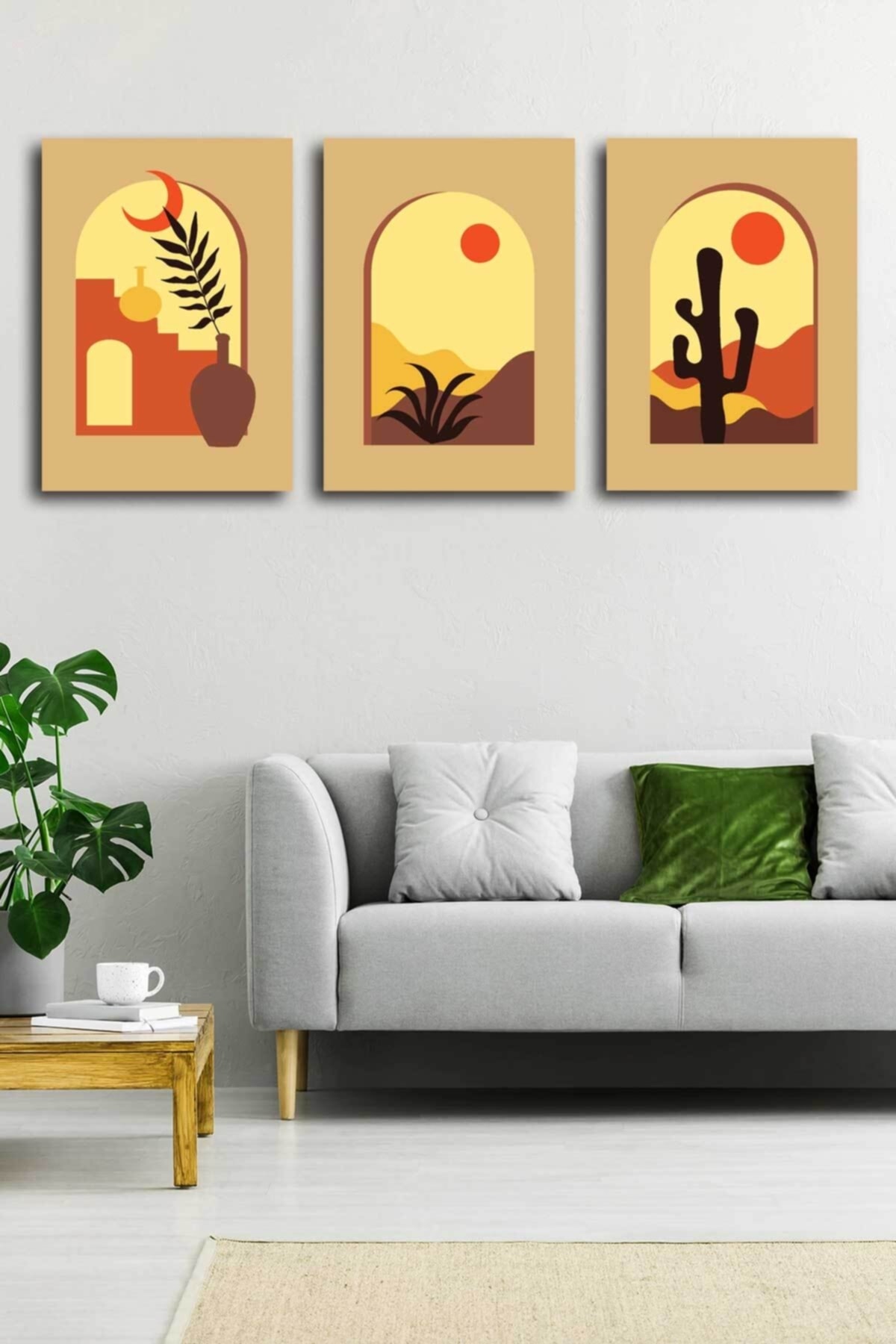 Soyut Modern Minimal Kanvas Tablosu 3'lü Canvas Tablo Seti Ev, Oturma Odası Yatak Odası