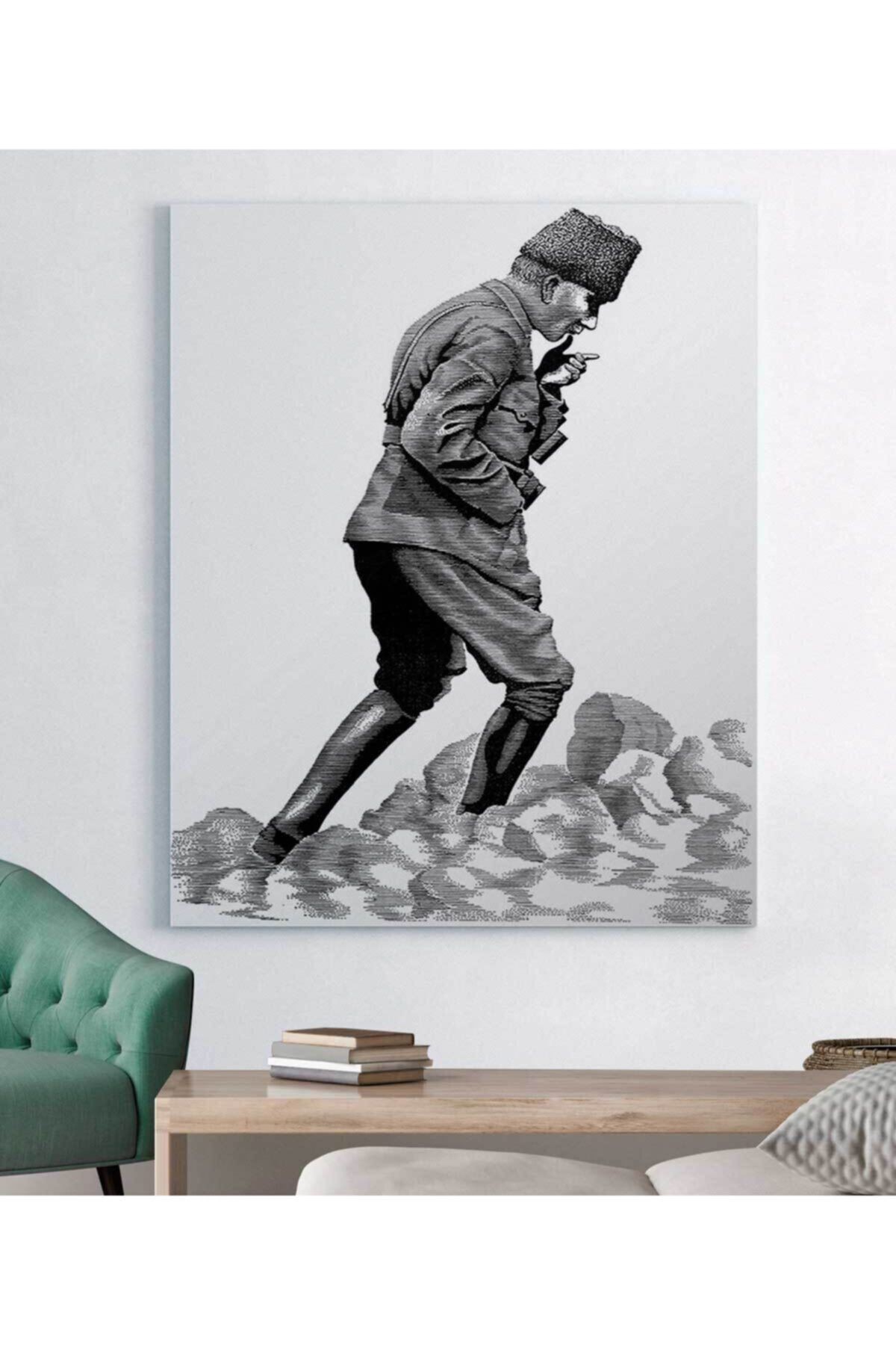 Siyah Beyaz Atatürk Kanvas Tablo