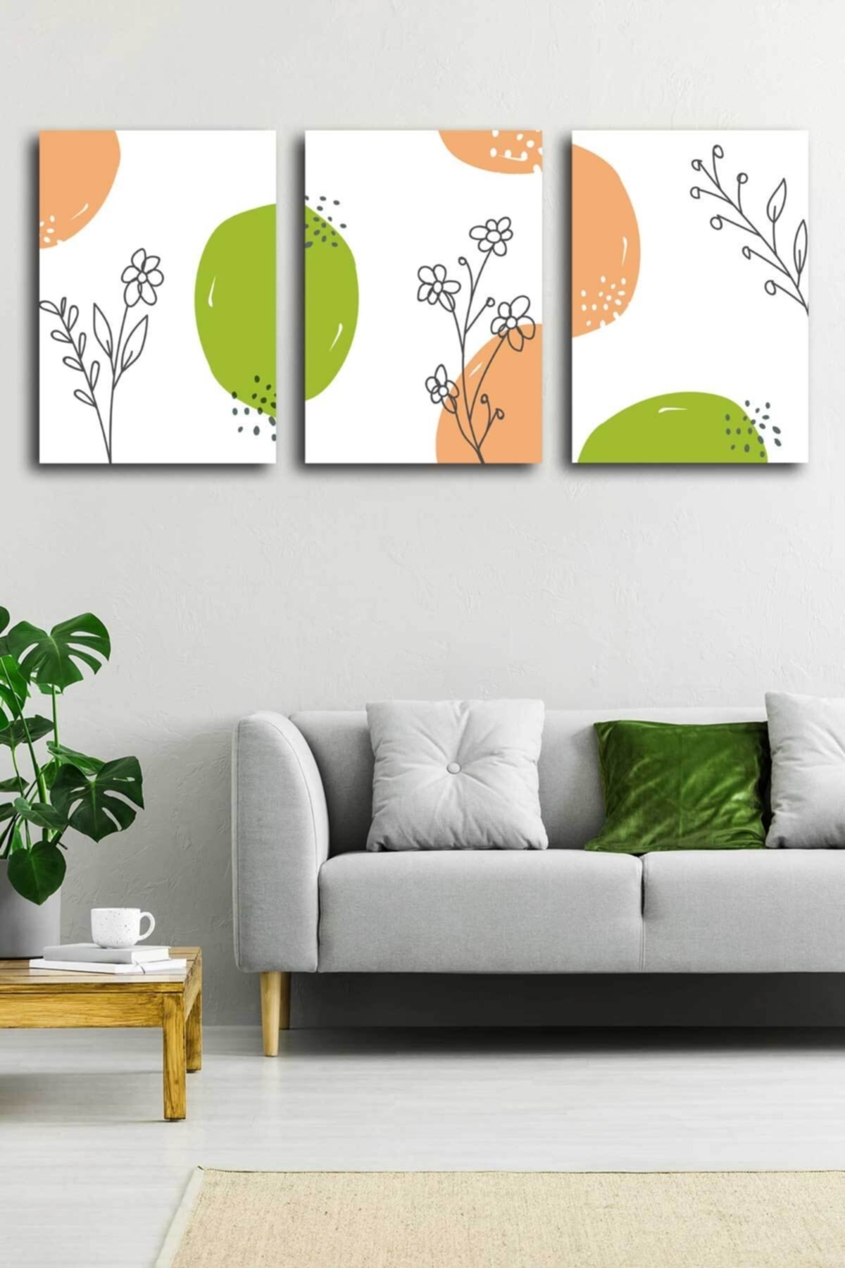 Soyut Modern Minimal Kanvas Tablosu 3'lü Canvas Tablo Seti Ev, Oturma Odası Yatak Odası