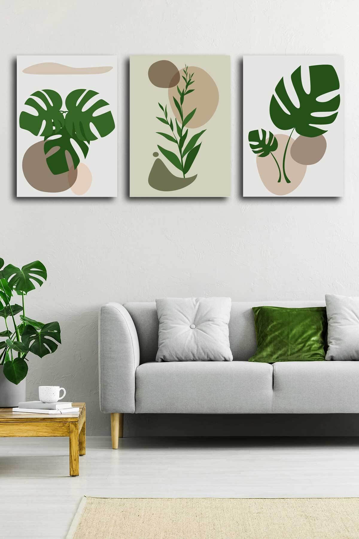 Soyut Modern Minimal Kanvas Tablosu 3'lü Canvas Tablo Seti Ev, Oturma Odası Yatak Odası
