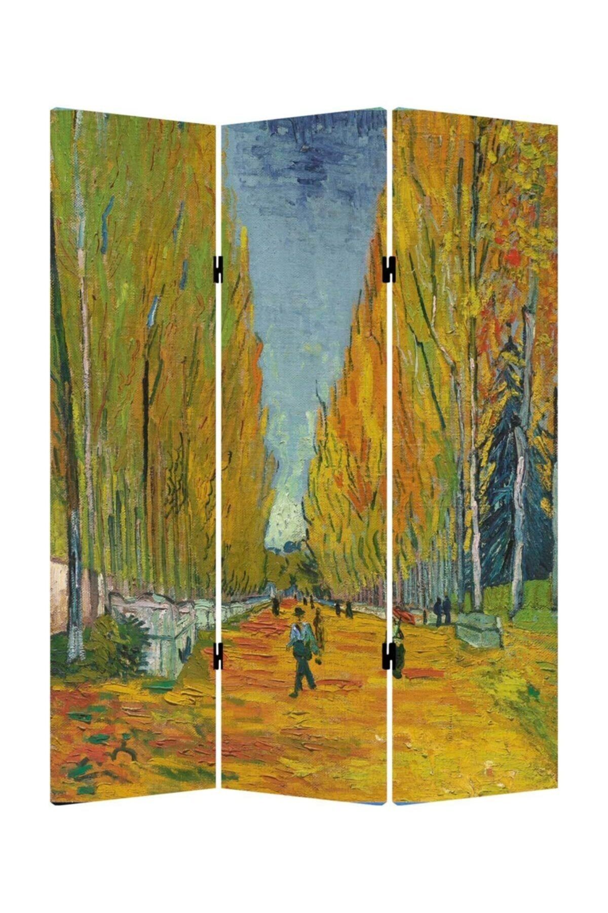 Vincent Van Gogh Lalle Des Alyscamps 3 Kanatlı Oda Bölücü Çift Taraflı Kanvas Paravan