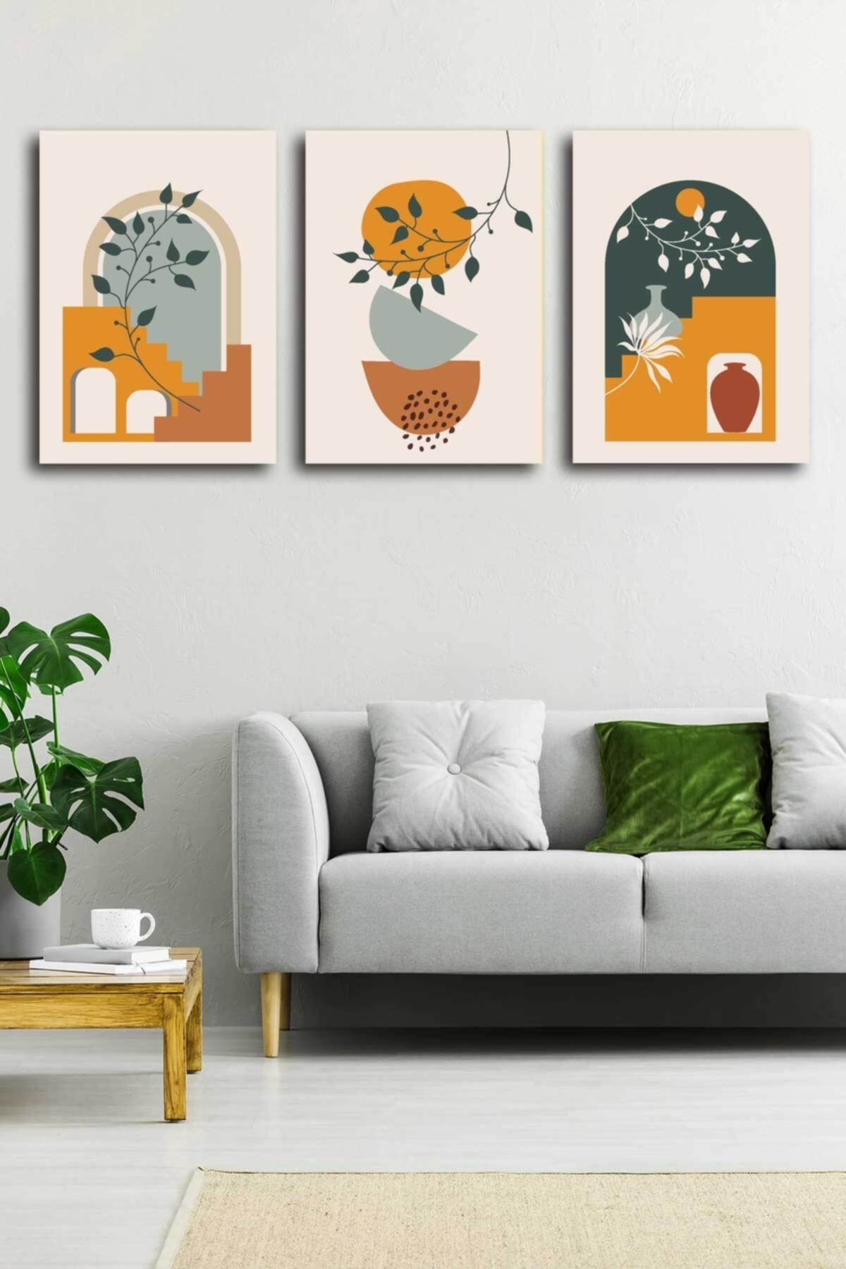 Soyut Modern Minimal Kanvas Tablosu 3'lü Canvas Tablo Seti Ev, Oturma Odası Yatak Odası