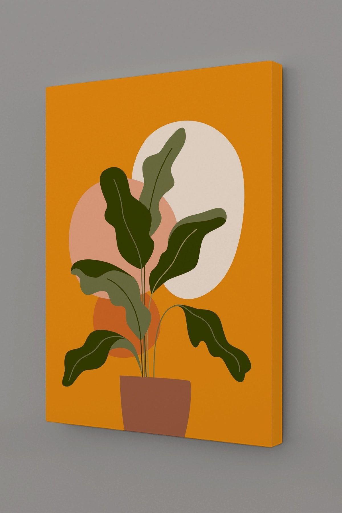 Tropikal Yaprak Soyut Modern Minimal Kanvas Tablosu 3'lü Canvas Tablo Seti