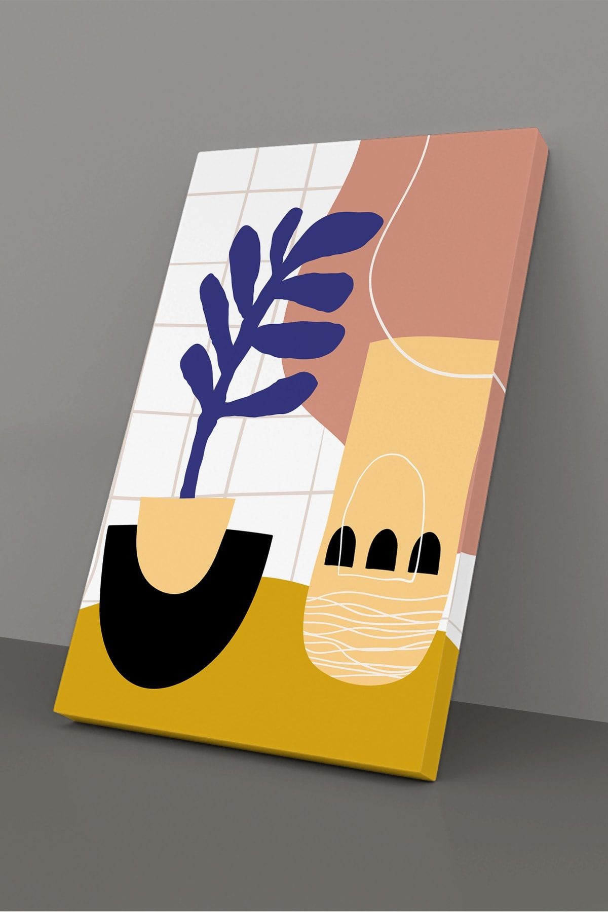 Tropikal Soyut Çiçekler Modern Minimal Kanvas Tablosu 3'lü Canvas Tablo Seti