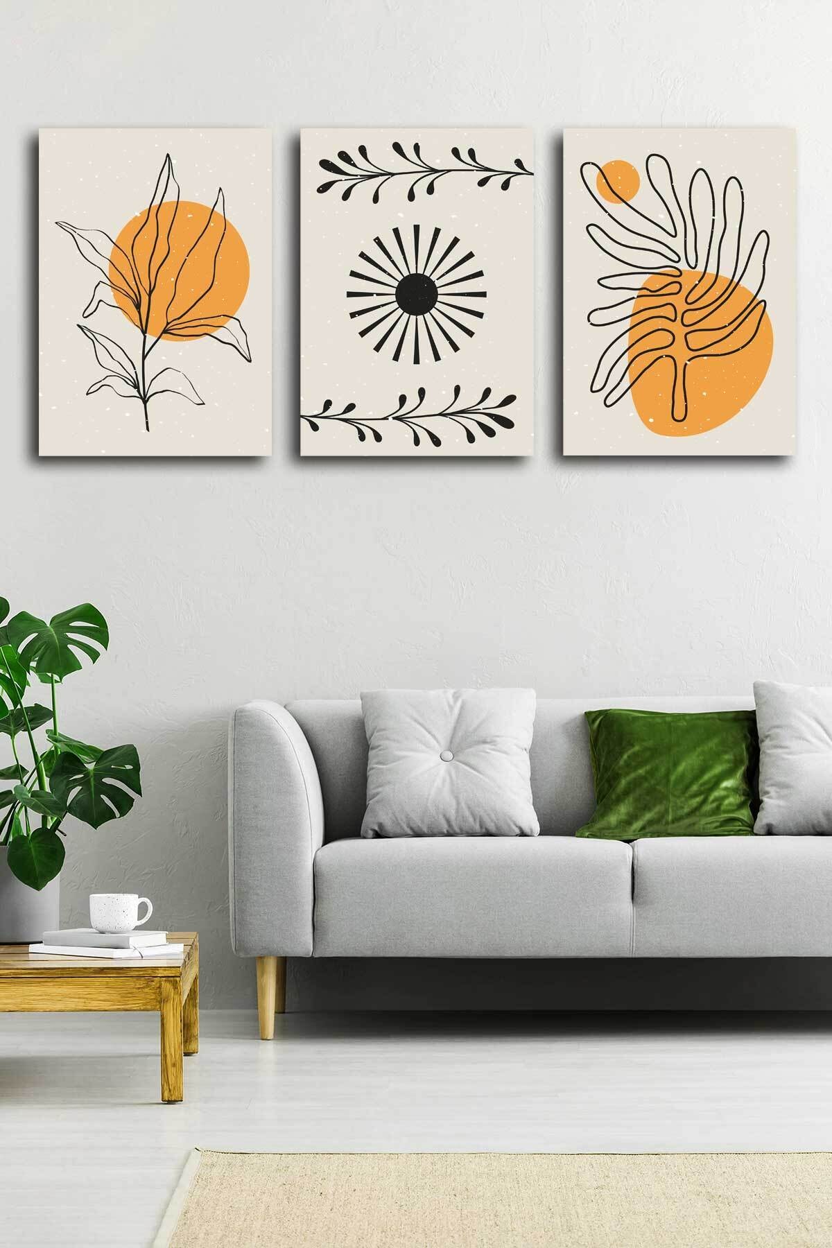 Soyut Modern Minimal Kanvas Tablosu 3'lü Canvas Tablo Seti Ev, Oturma Odası Yatak Odası