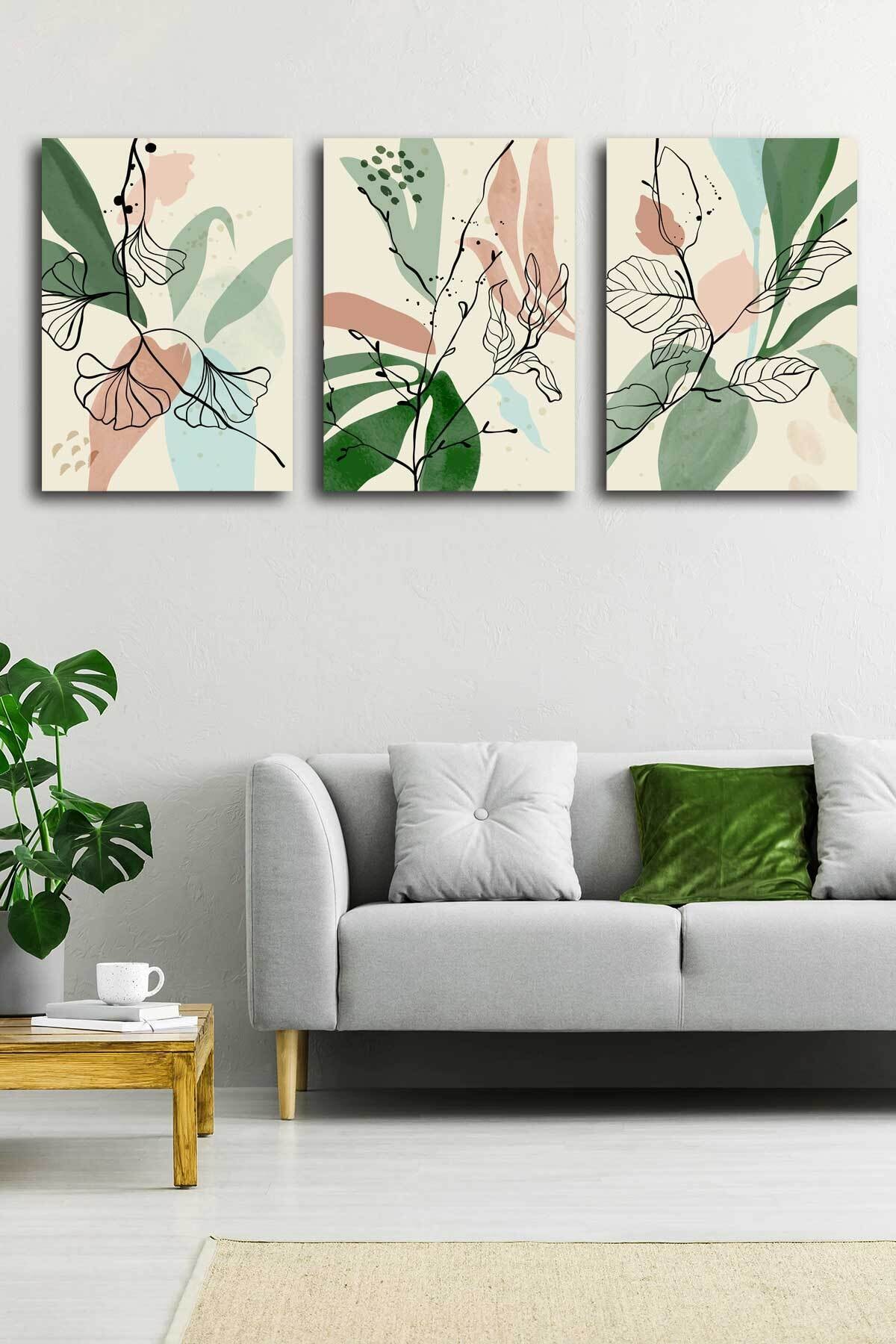 Soyut Modern Minimal Kanvas Tablosu 3'lü Canvas Tablo Seti Ev, Oturma Odası Yatak Odası