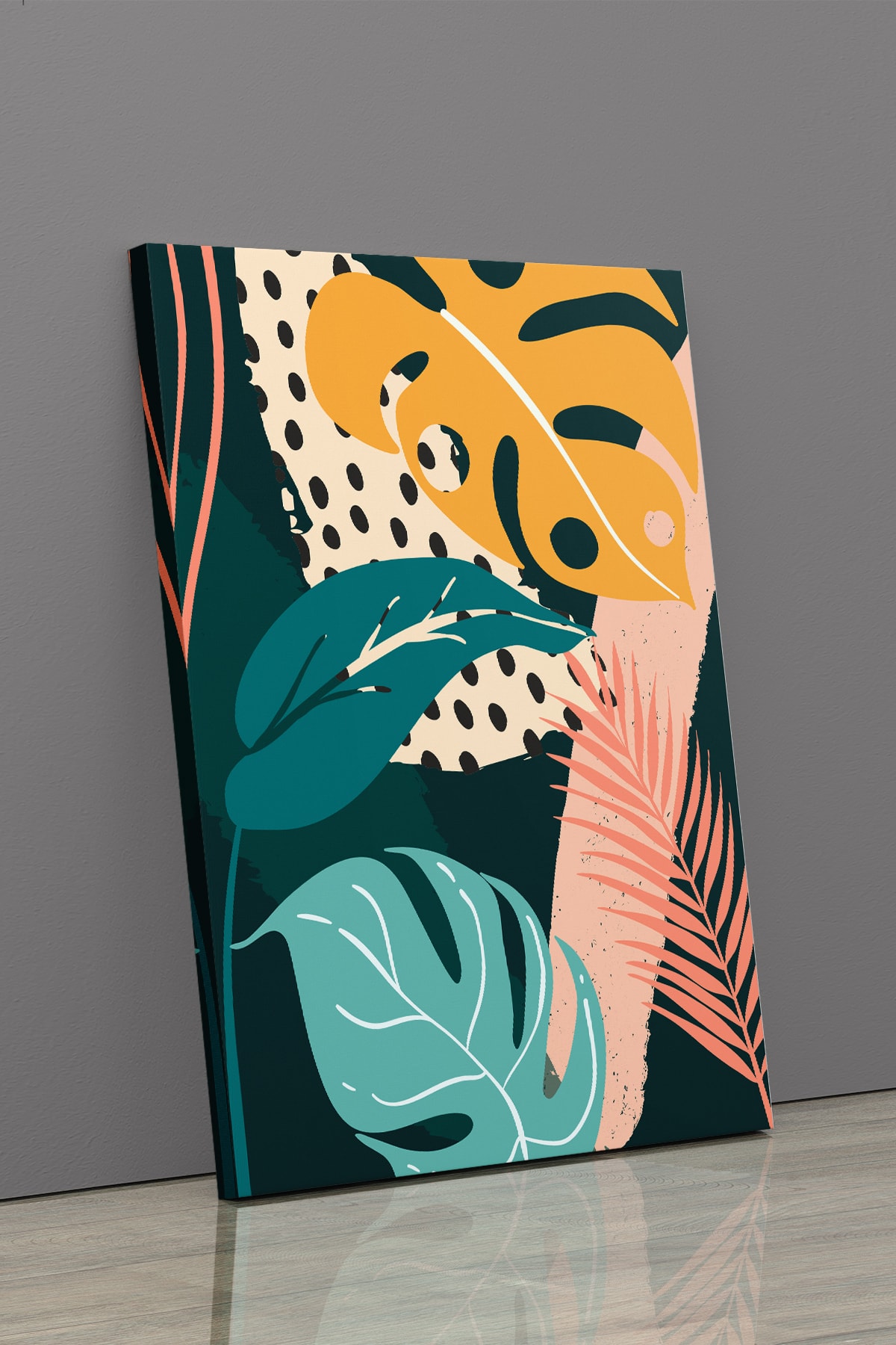 Tropikal Soyut Modern Minimal Kanvas Tablosu 3'lü Canvas Tablo Seti Ev, Oturma Odası Yatak Odası