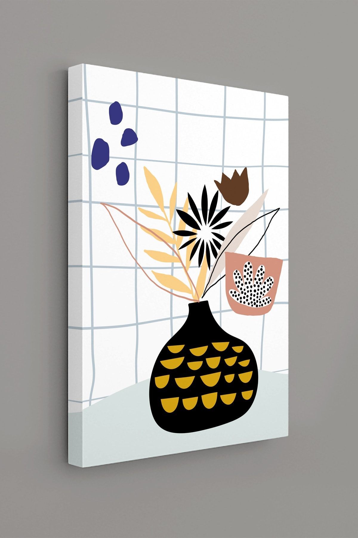 Tropikal Soyut Çiçekler Modern Minimal Kanvas Tablosu 3'lü Canvas Tablo Seti