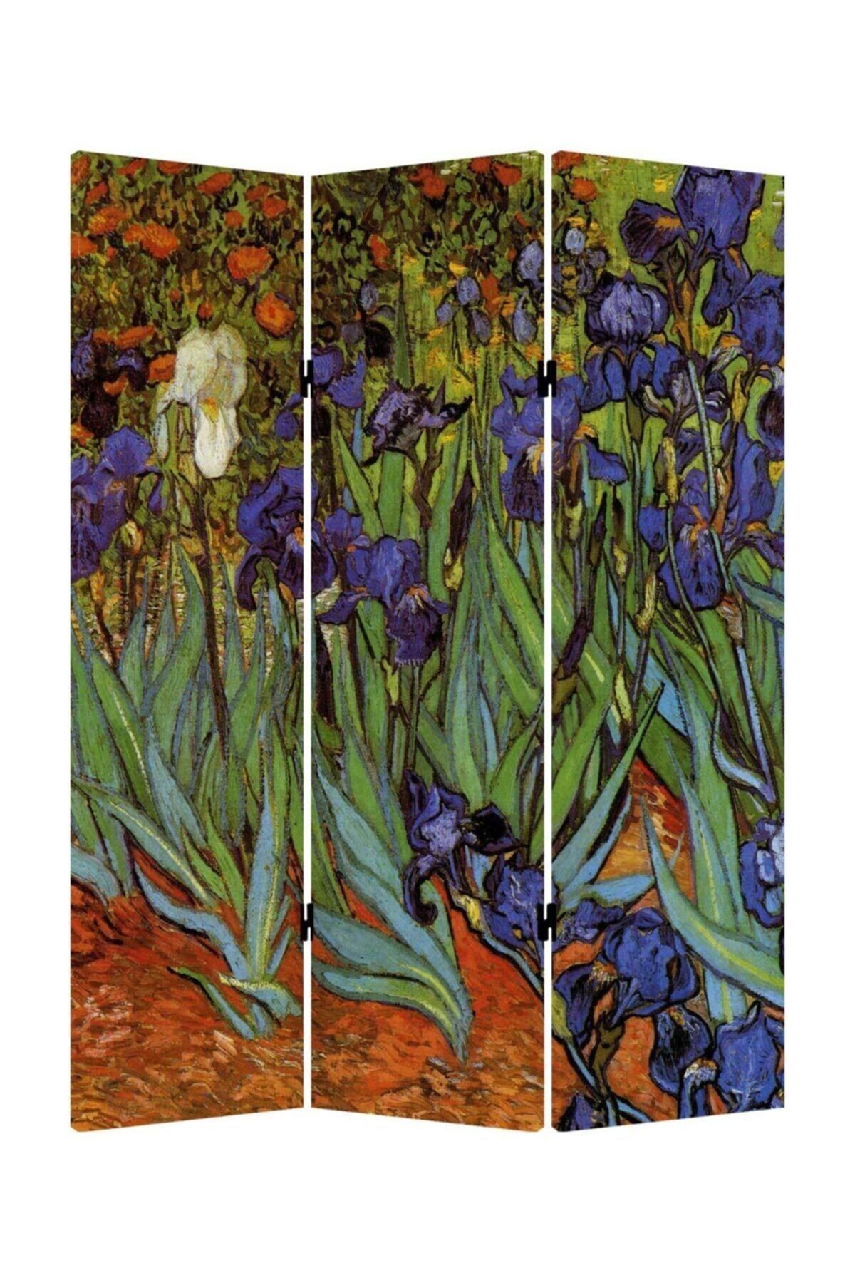 Van Gogh 3 Kanatlı Oda Bölücü Çift Taraflı Kanvas Paravan
