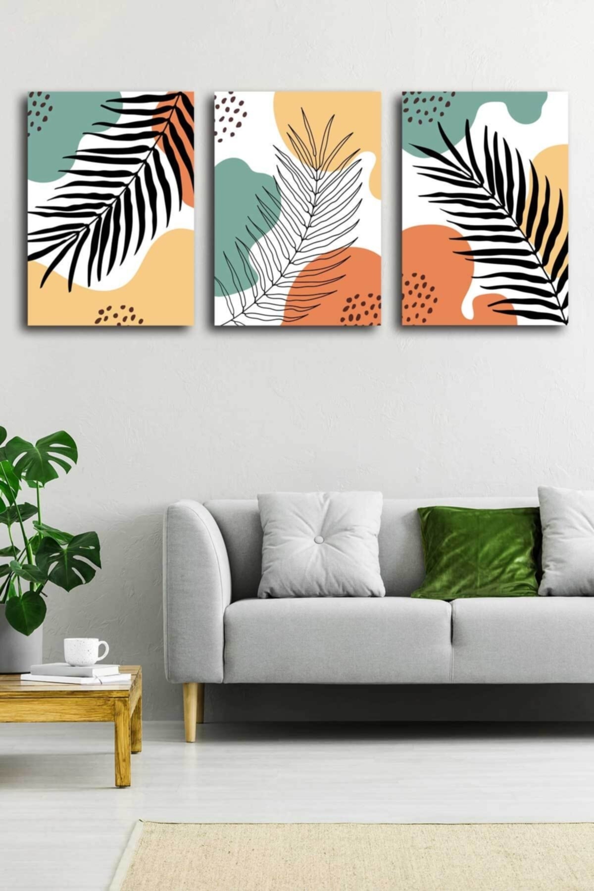 Soyut Modern Minimal Kanvas Tablosu 3'lü Canvas Tablo Seti Ev, Oturma Odası Yatak Odası