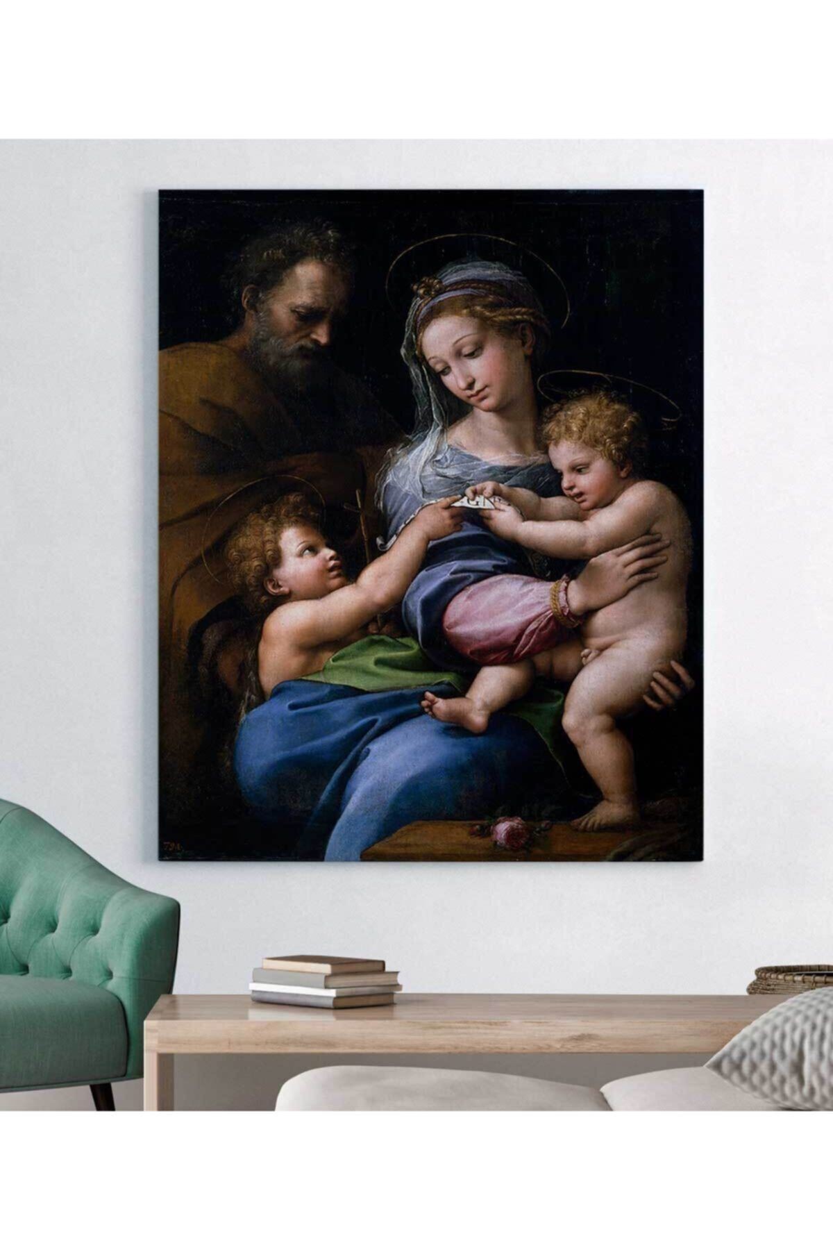 Raffaello Santi - Madonna Della Rosa Kanvas Tablo