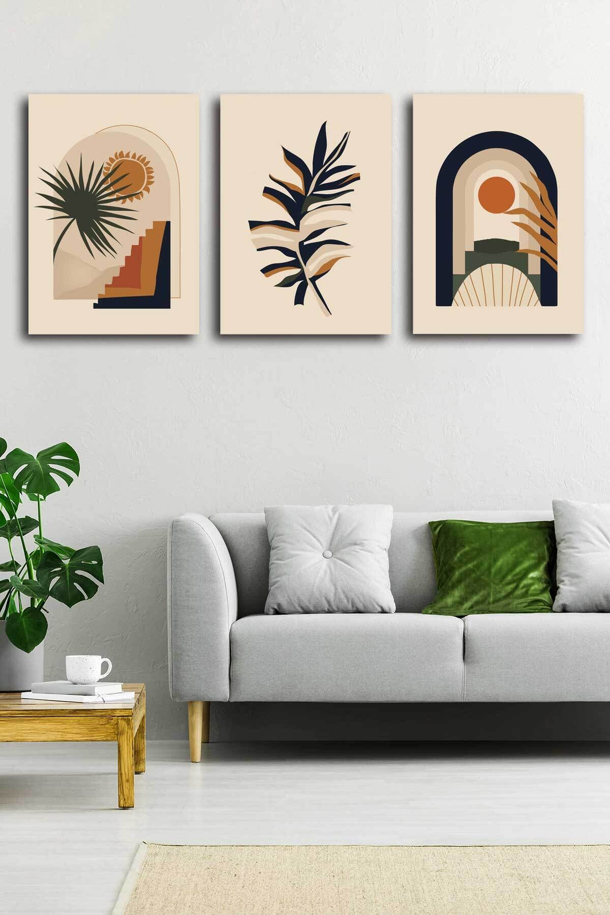 Soyut Modern Minimal Kanvas Tablosu 3'lü Canvas Tablo Seti Ev, Oturma Odası Yatak Odası