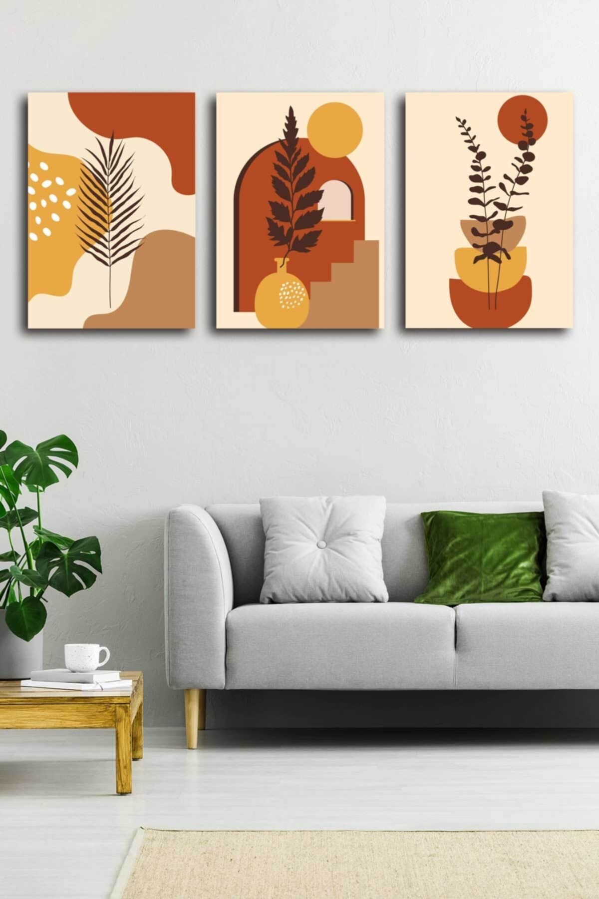 Soyut Modern Minimal Kanvas Tablosu 3'lü Canvas Tablo Seti Ev, Oturma Odası Yatak Odası