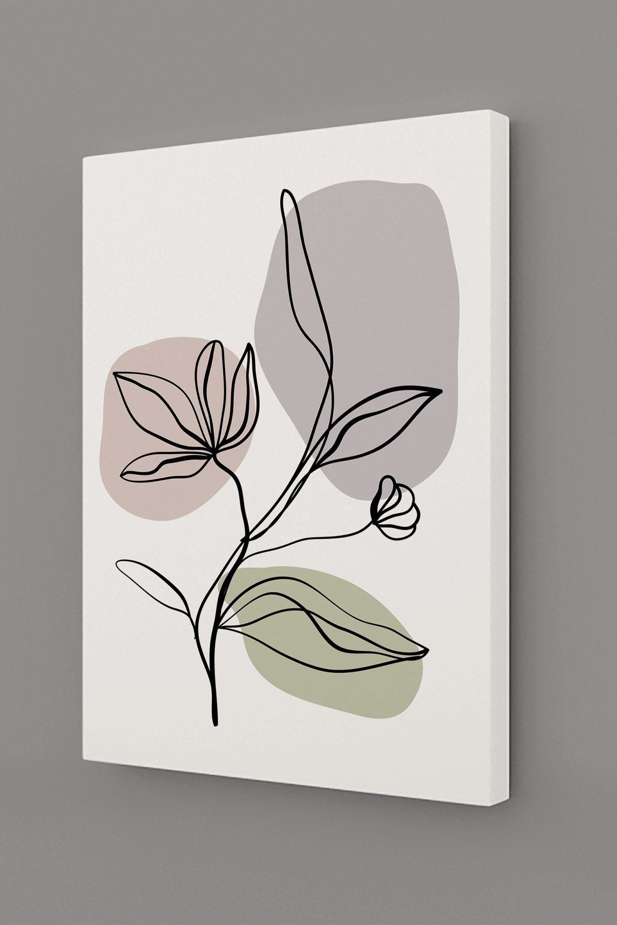Tropikal Soyut Çiçekler Modern Minimal Kanvas Tablosu 3'lü Canvas Tablo Seti