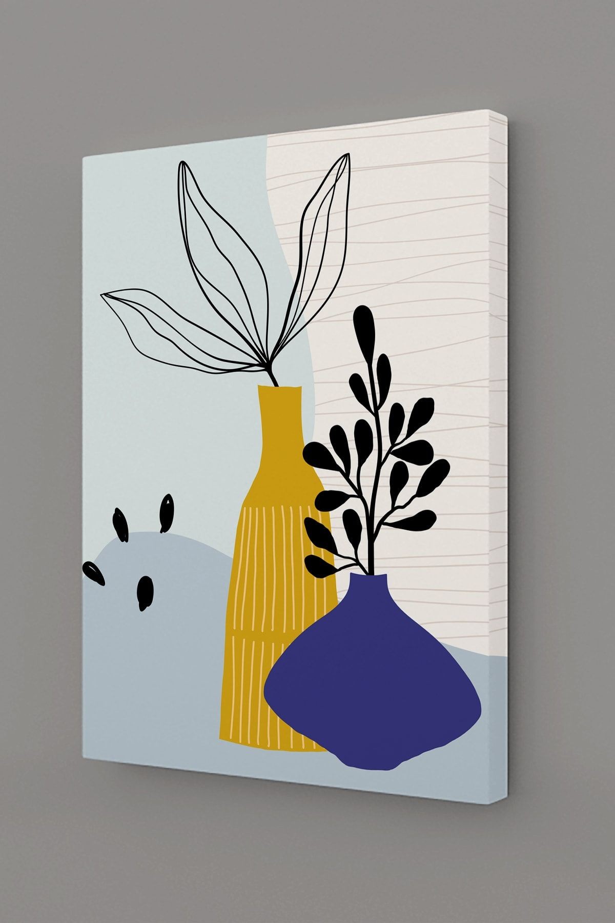 Tropikal Soyut Çiçekler Modern Minimal Kanvas Tablosu 3'lü Canvas Tablo Seti