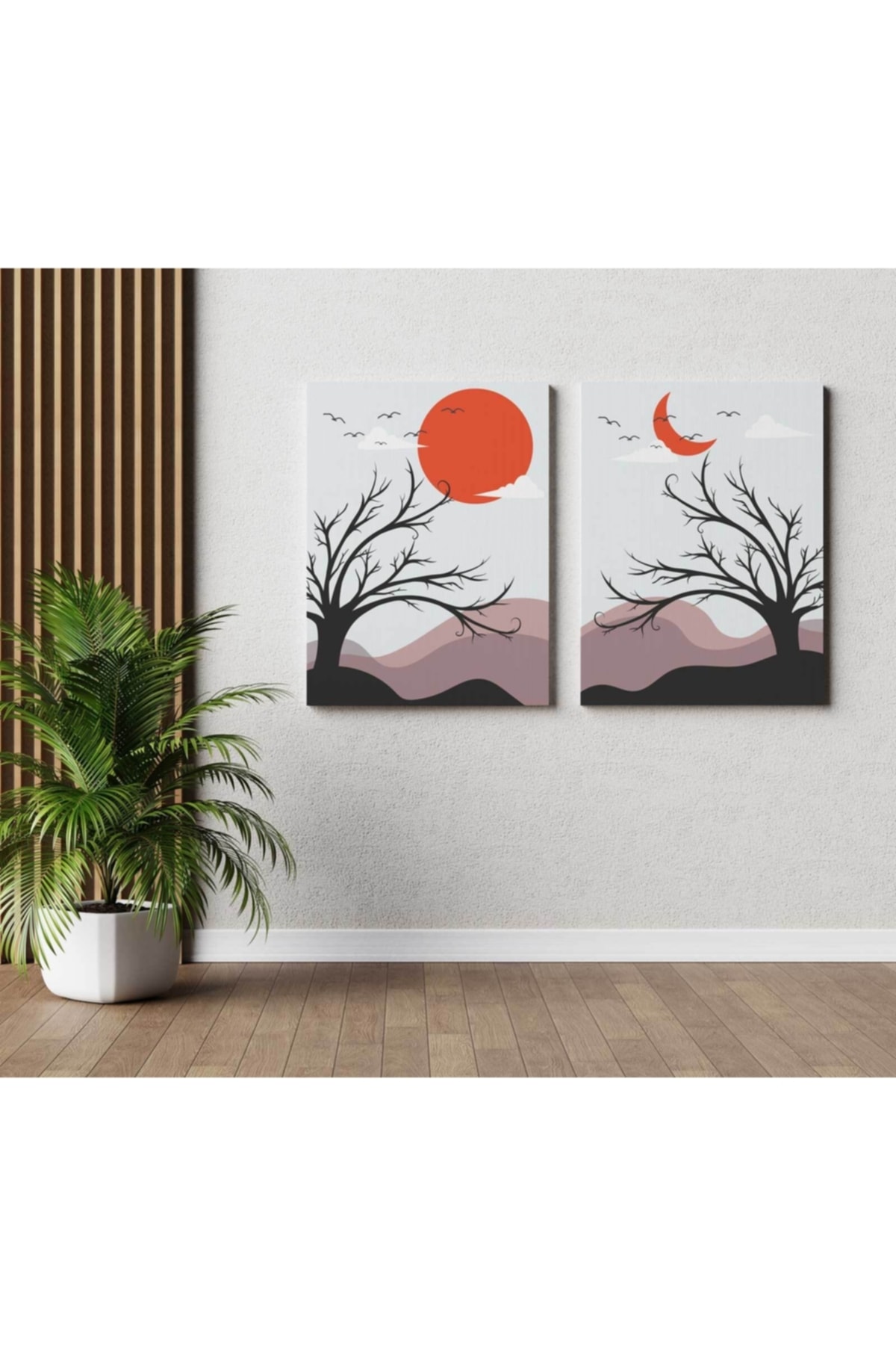 Soyut Modern Minimal Kanvas Tablosu 2'li Canvas Tablo Seti Ev, Oturma Odası Yatak Odası