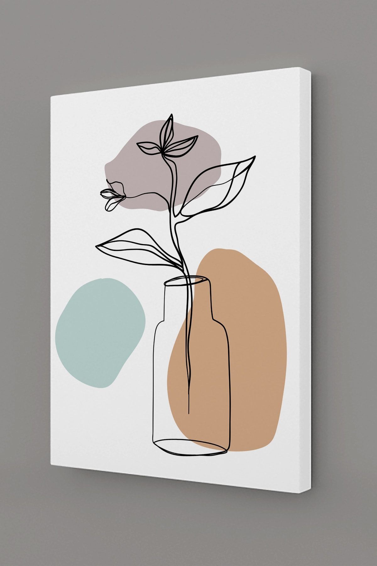 Tropikal Soyut Çiçekler Modern Minimal Kanvas Tablosu 3'lü Canvas Tablo Seti