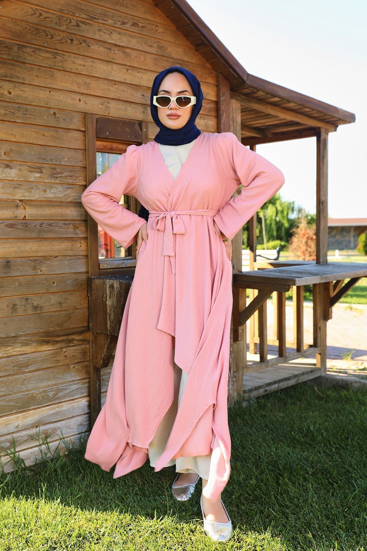 Bürümcük Uzun Kimono - pembe