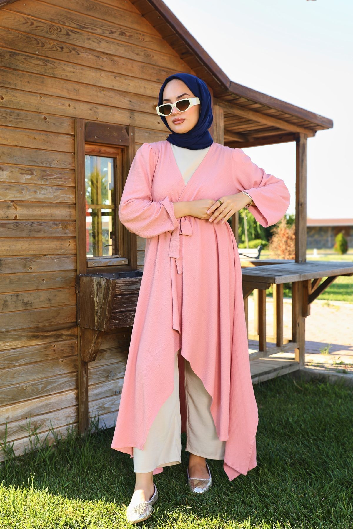 Bürümcük Uzun Kimono - pembe